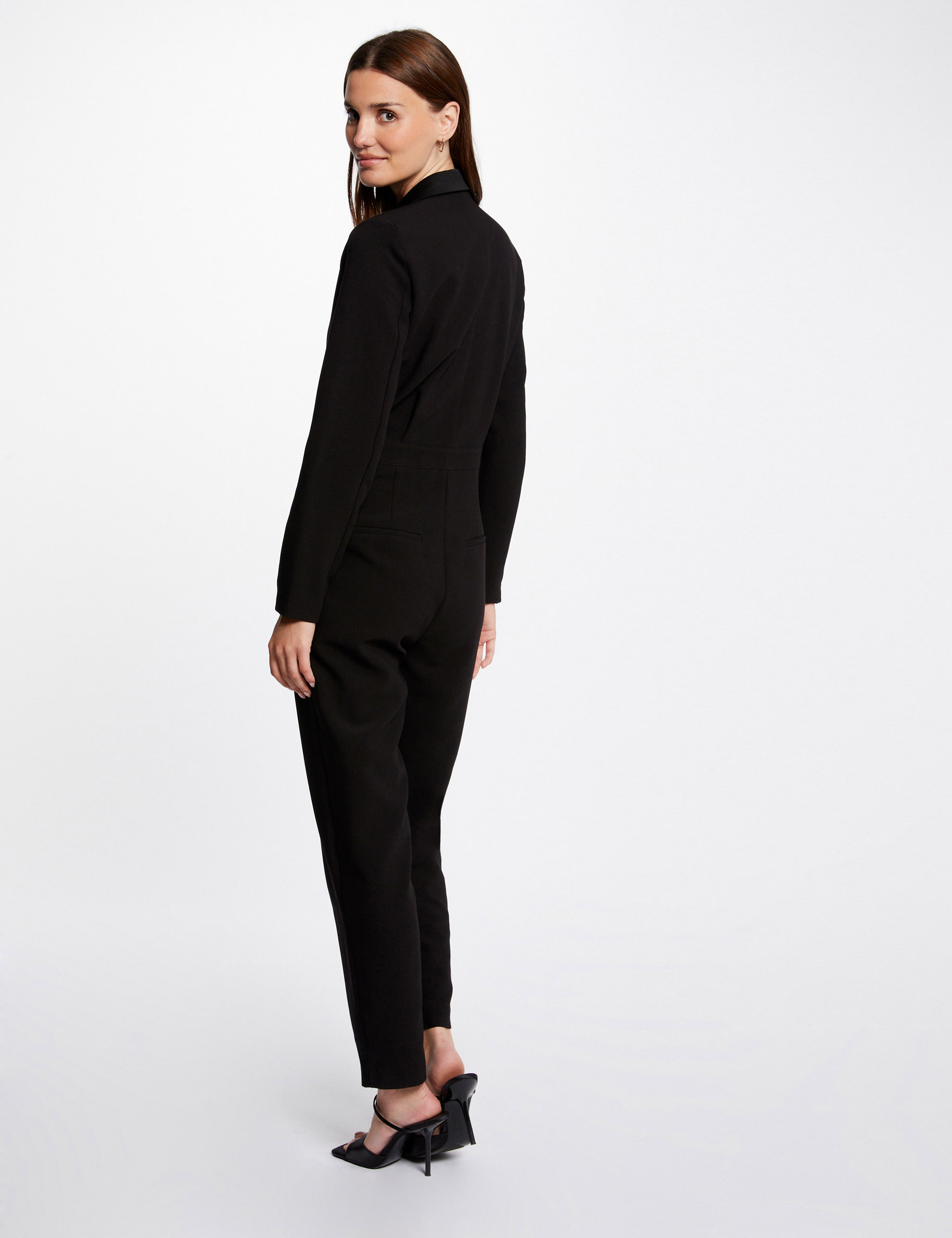 Combinaison droite ceinturée noir femme
