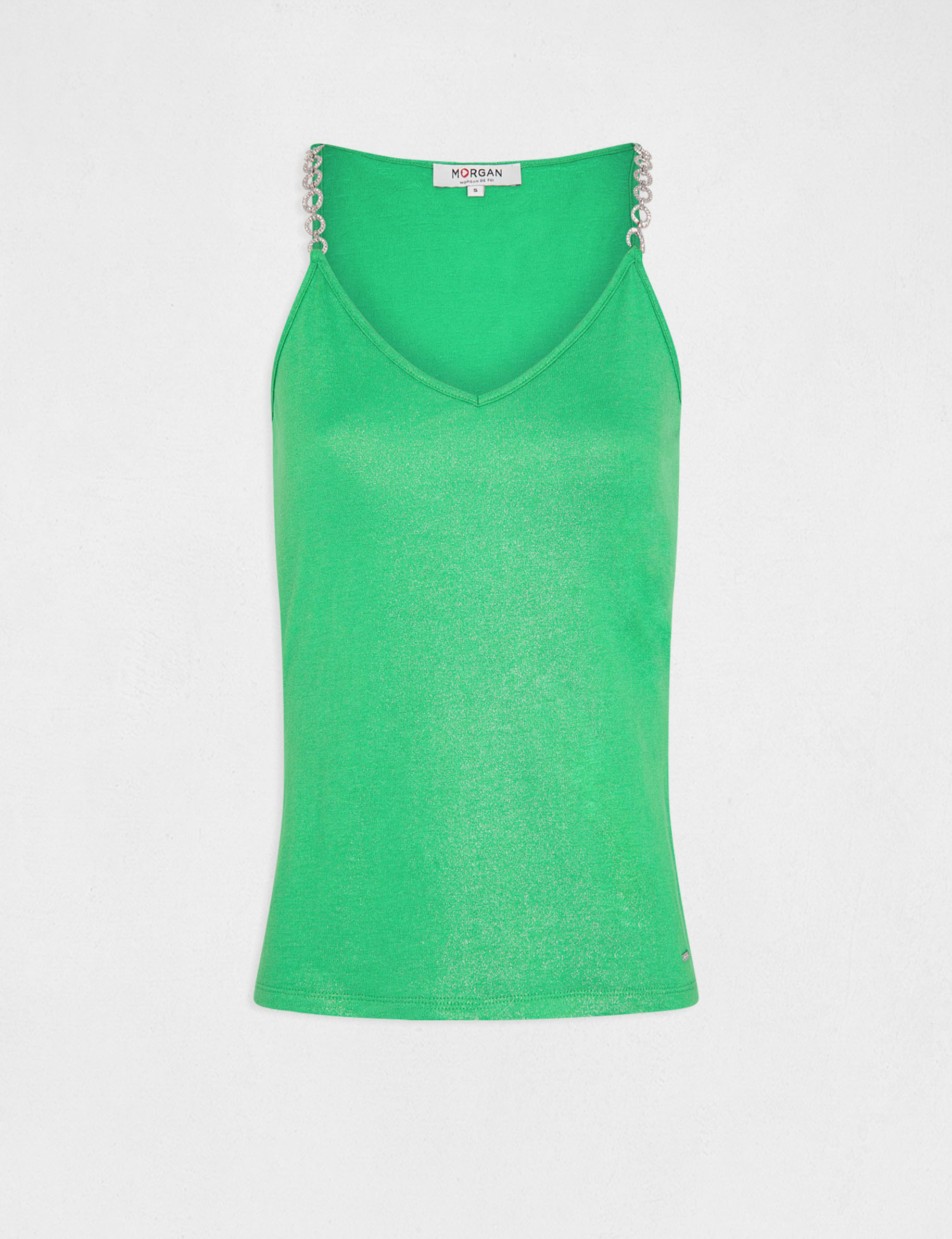 Débardeur bretelles fines avec chaînes vert femme Débardeur bretelles fines avec chaînes vert femme