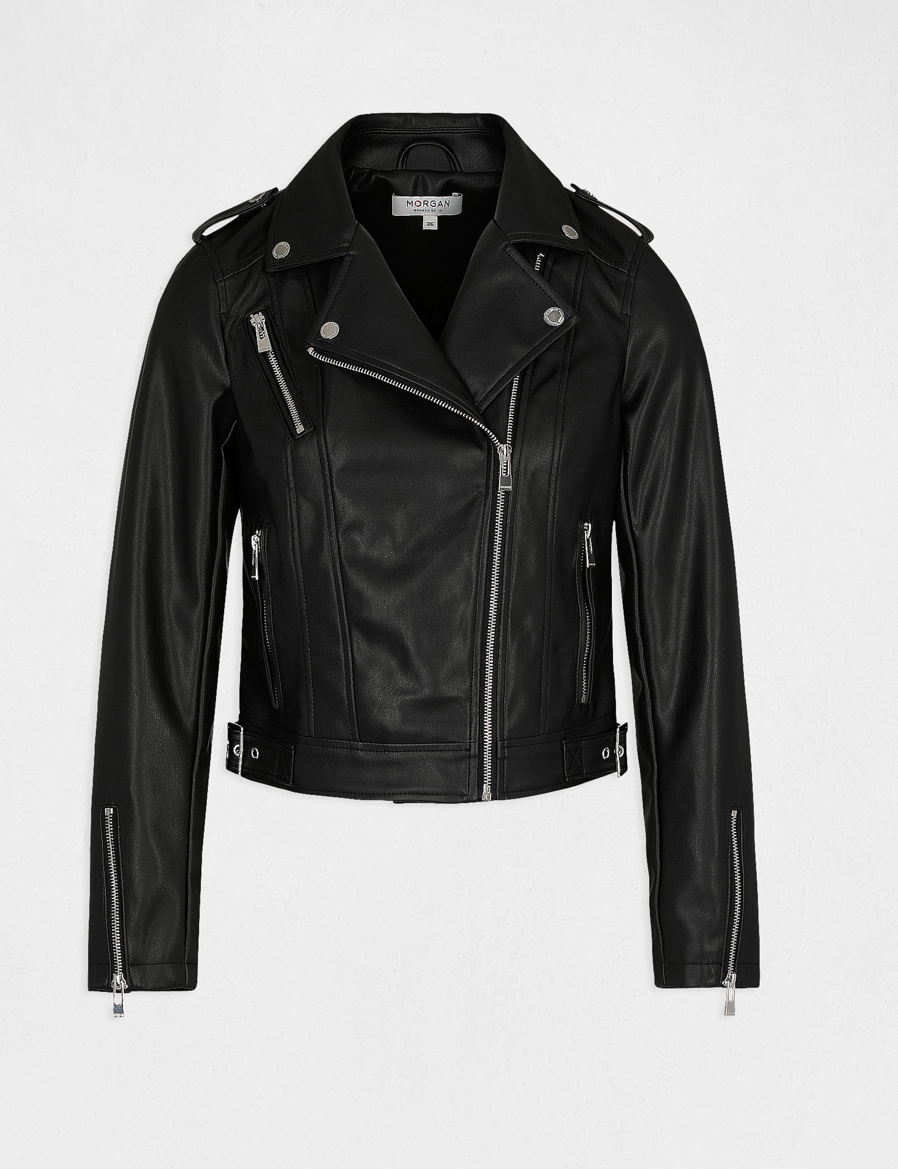Blouson droit zippé noir femme Blouson droit zippé noir femme