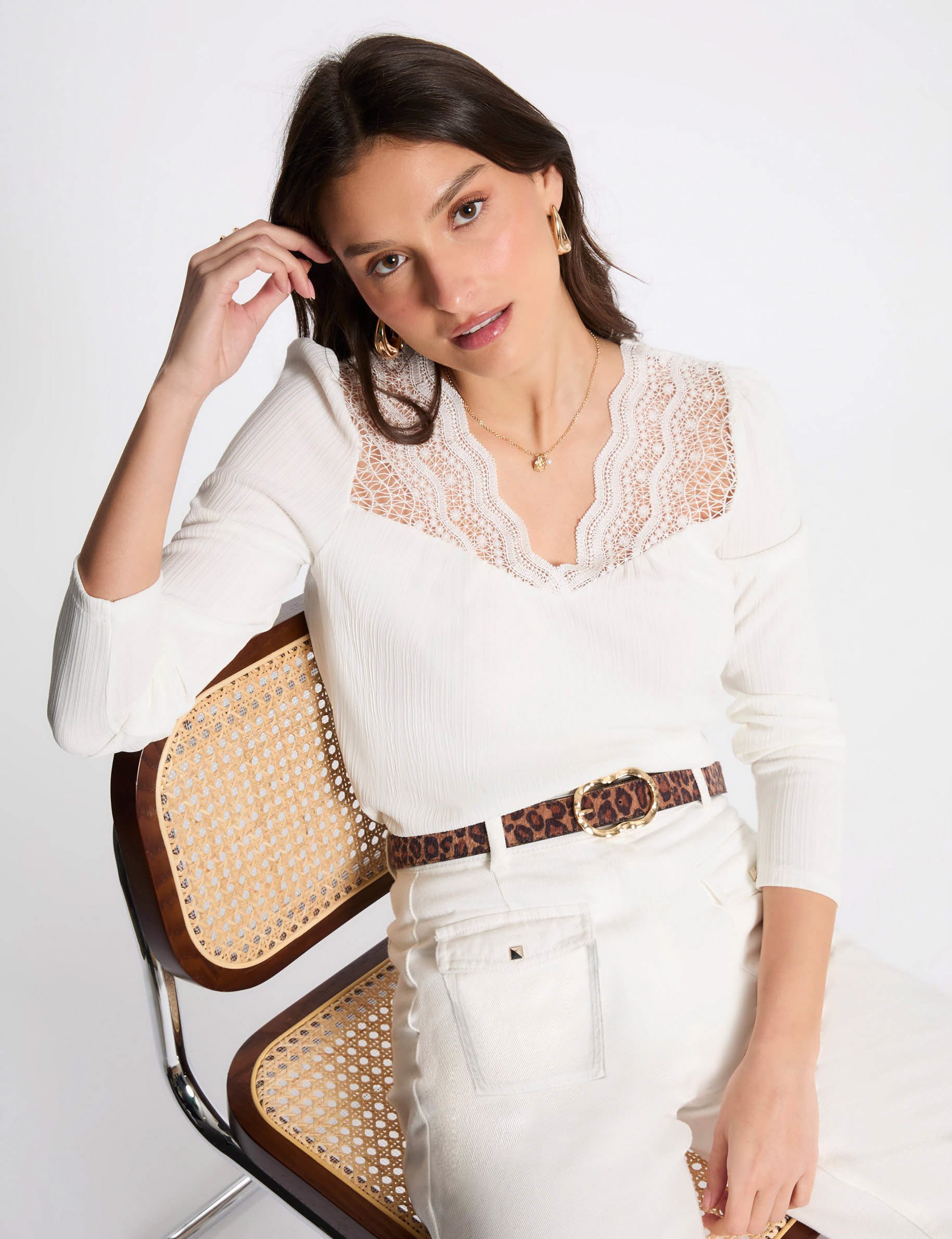 t shirt manches longues blanc femme T-shirt manches longues blanc femme