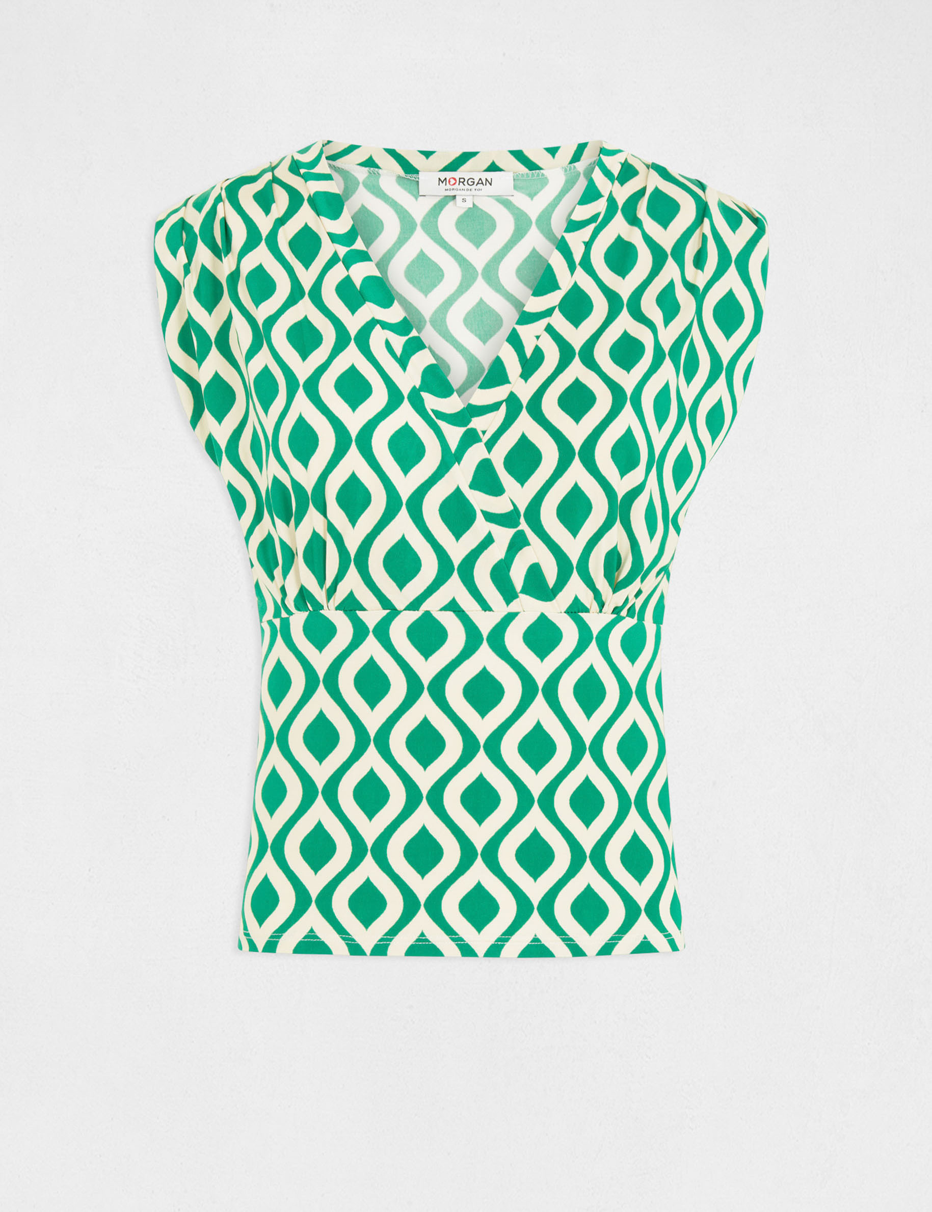 t shirt imprime geometrique vert femme T-shirt imprimé géométrique vert femme