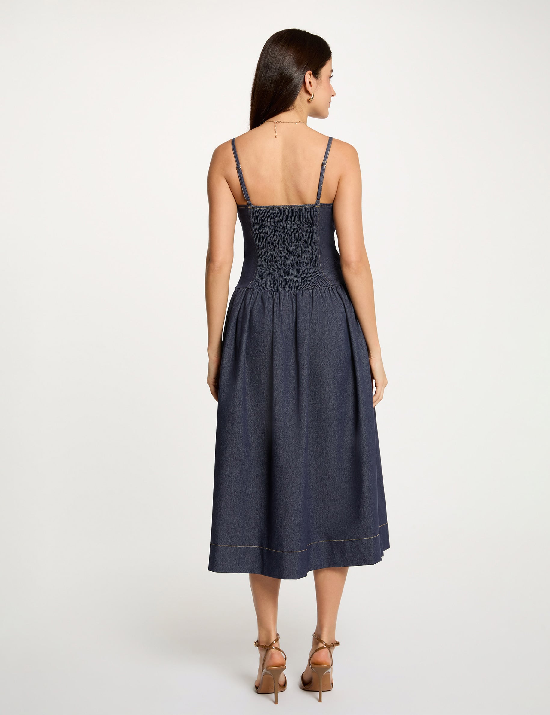 Robe ajust&eacute;e en jean denim brut femme