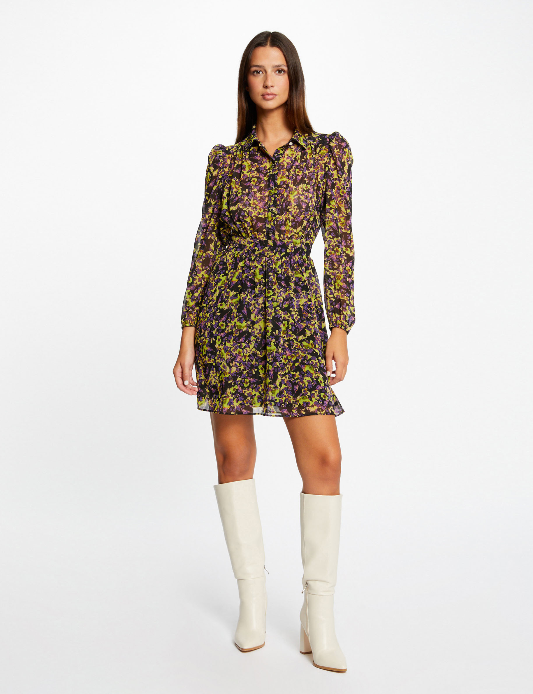 Robe cintrée imprimé abstrait multico femme