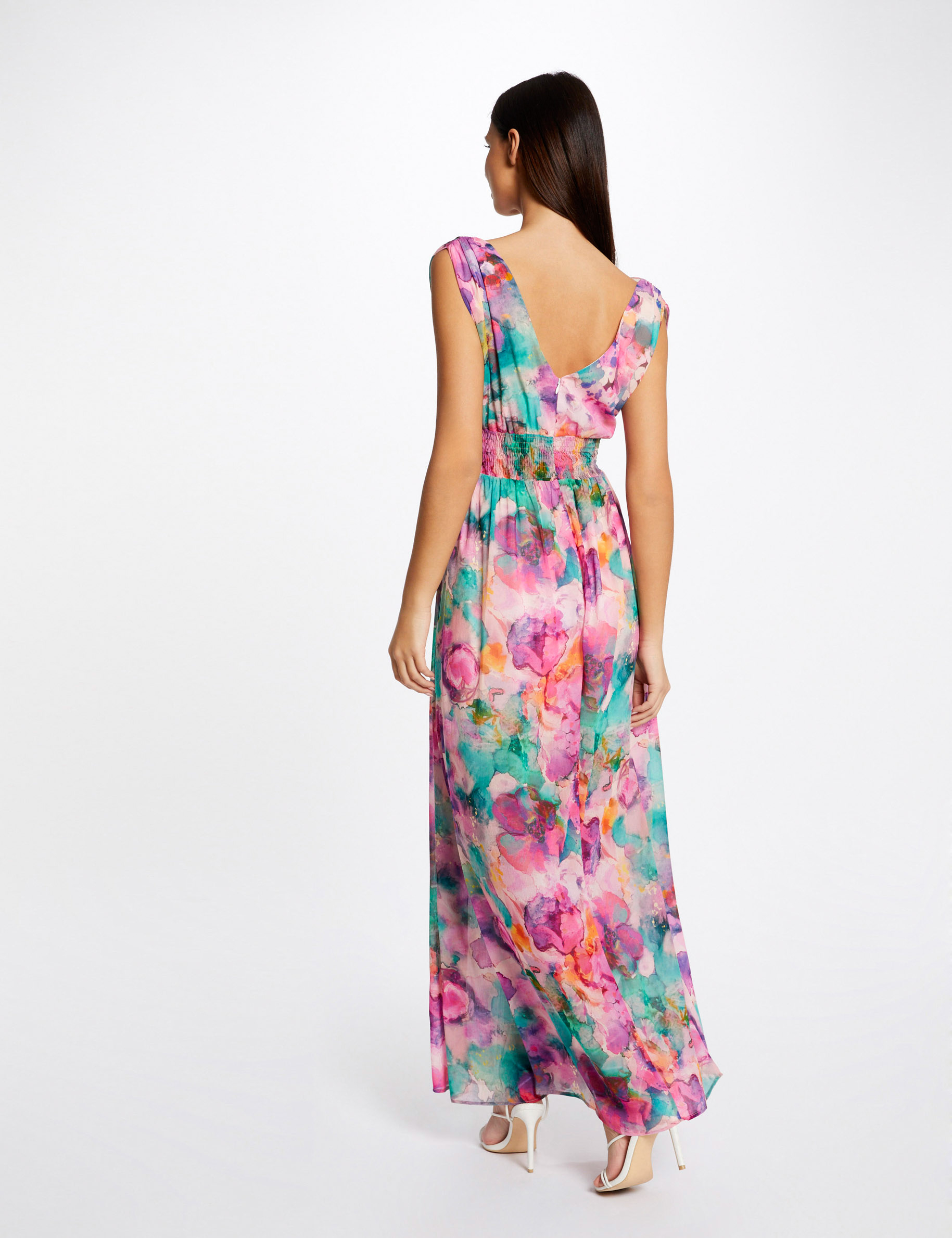 Robe longue cintrée imprimé floral multico femme Robe longue cintrée imprimé floral multico femme