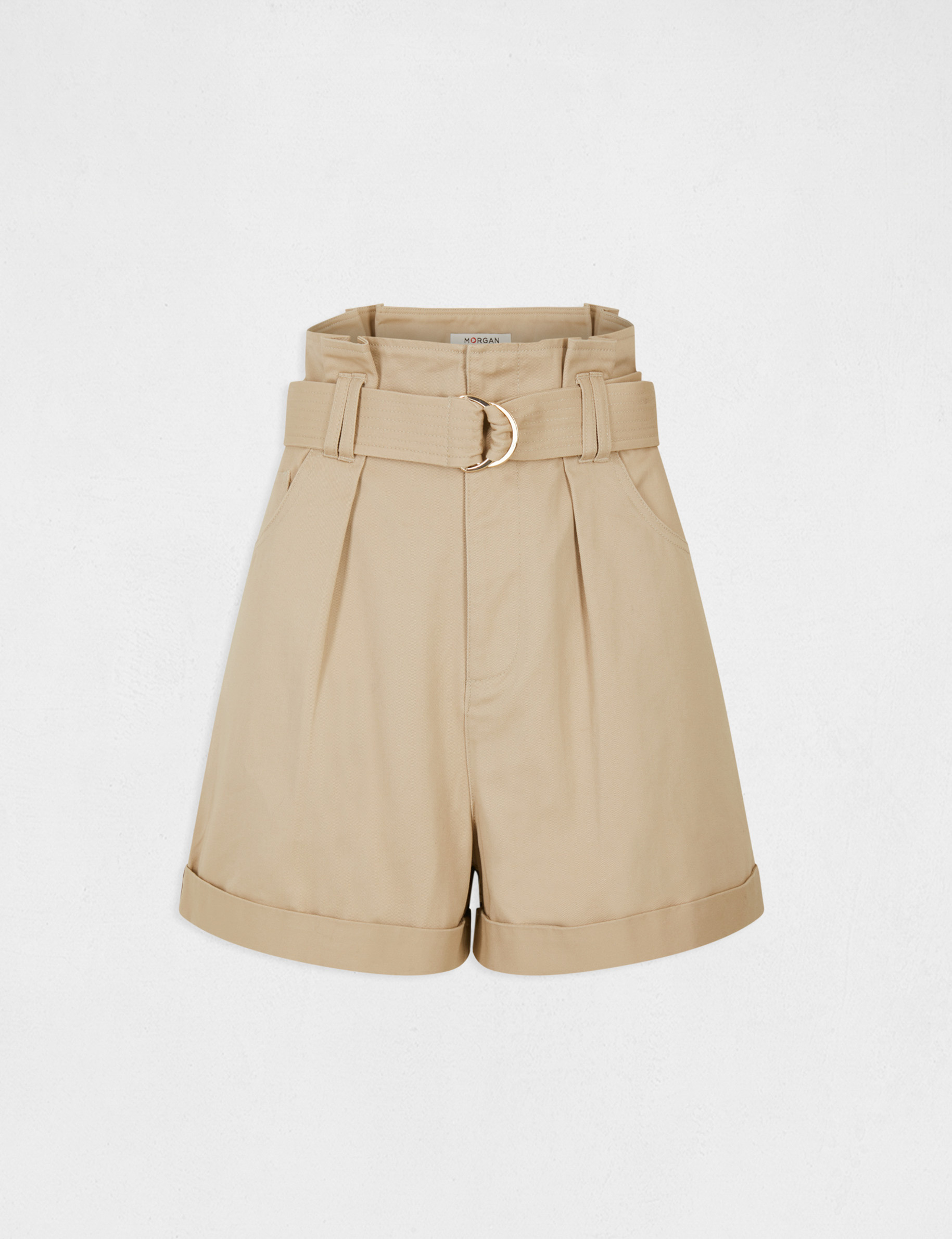 Short ample taille haute ceinturé beige femme Short ample taille haute ceinturé beige femme
