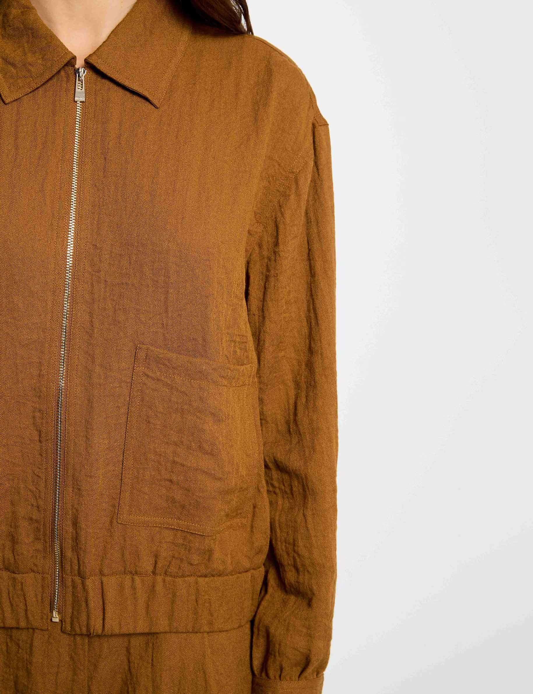 Veste oversize pliss&eacute;e camel femme