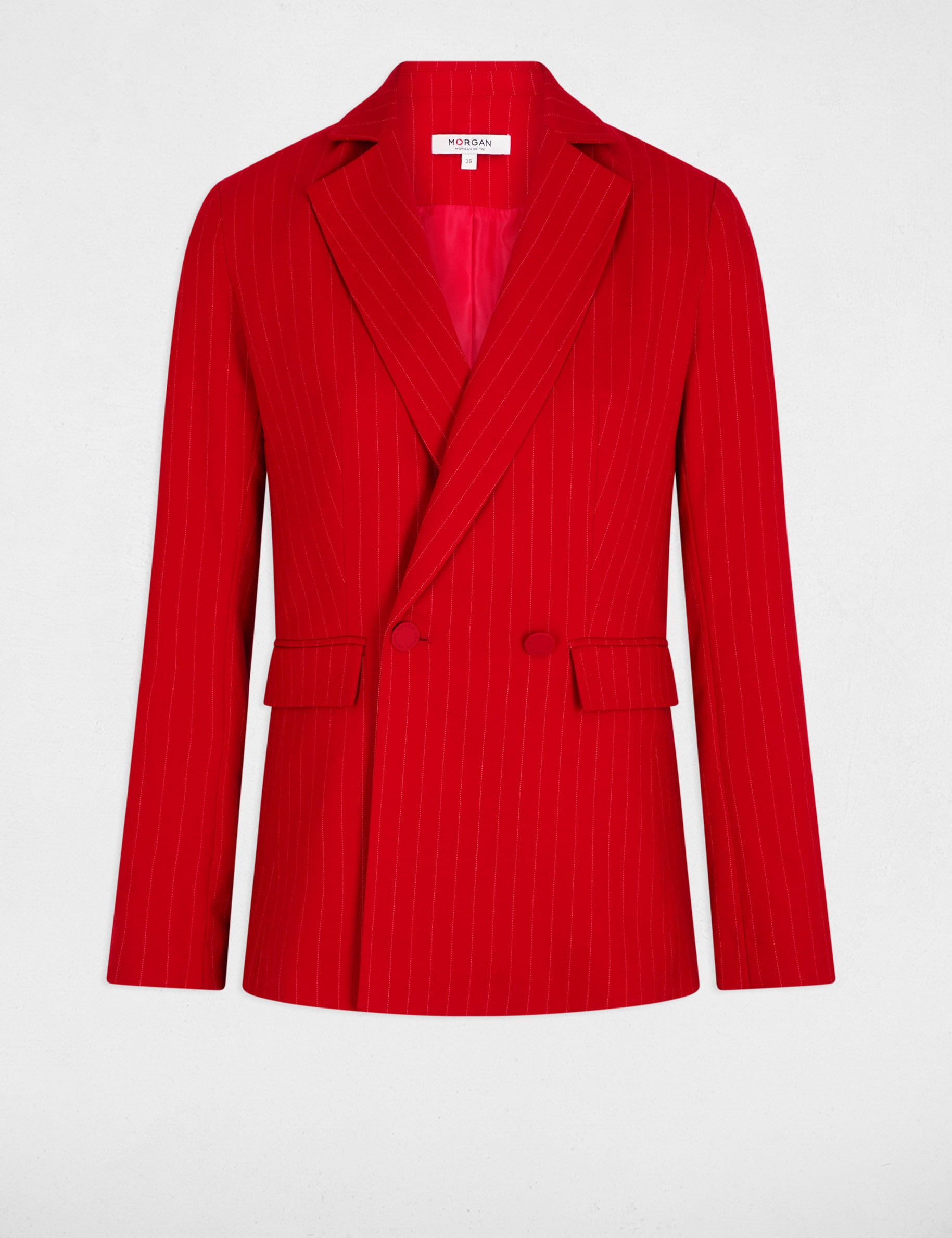 Blazer ajust&eacute; rayures rouge femme