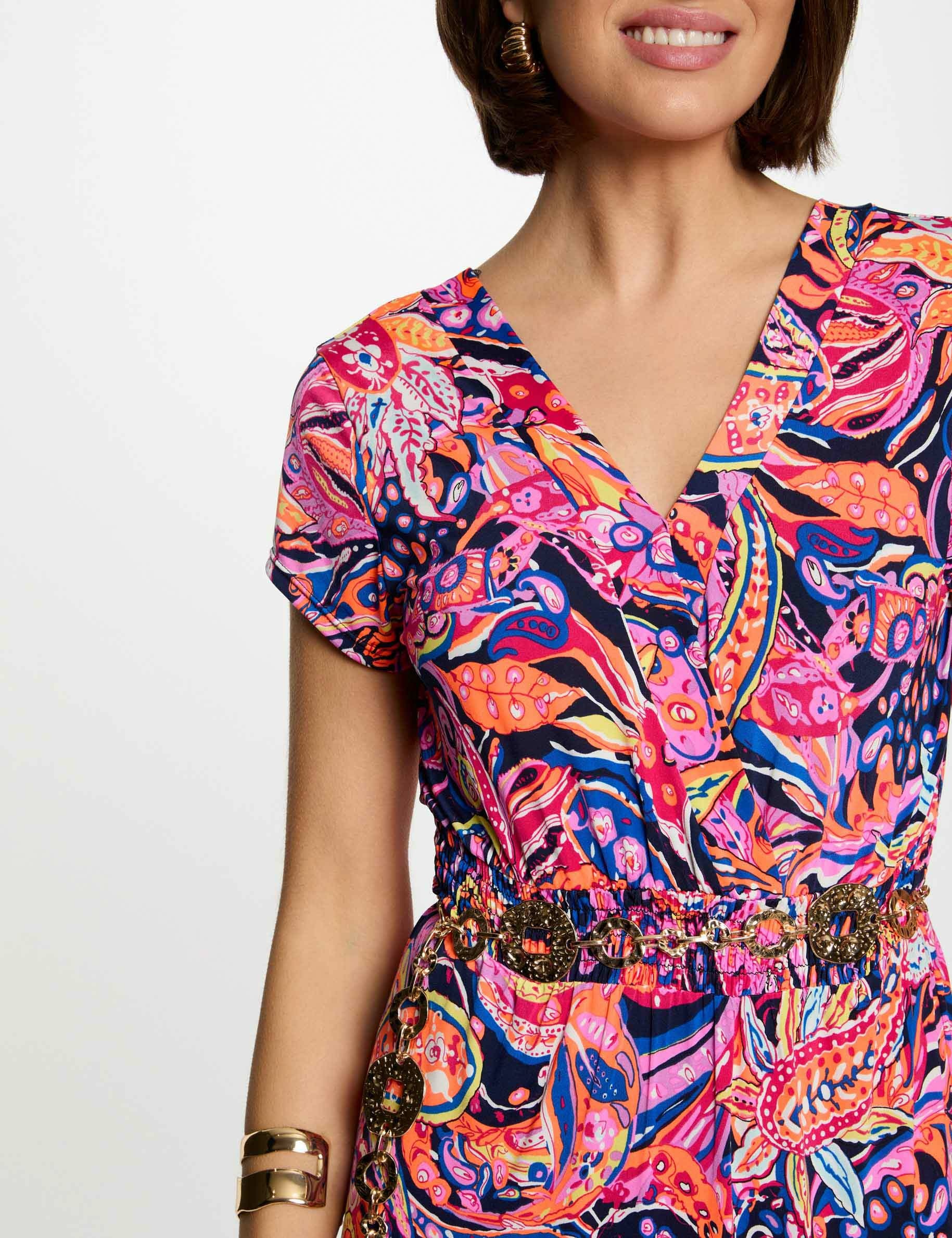 robe longue droite imprimee multicolore femme Robe longue droite imprimée multicolore femme