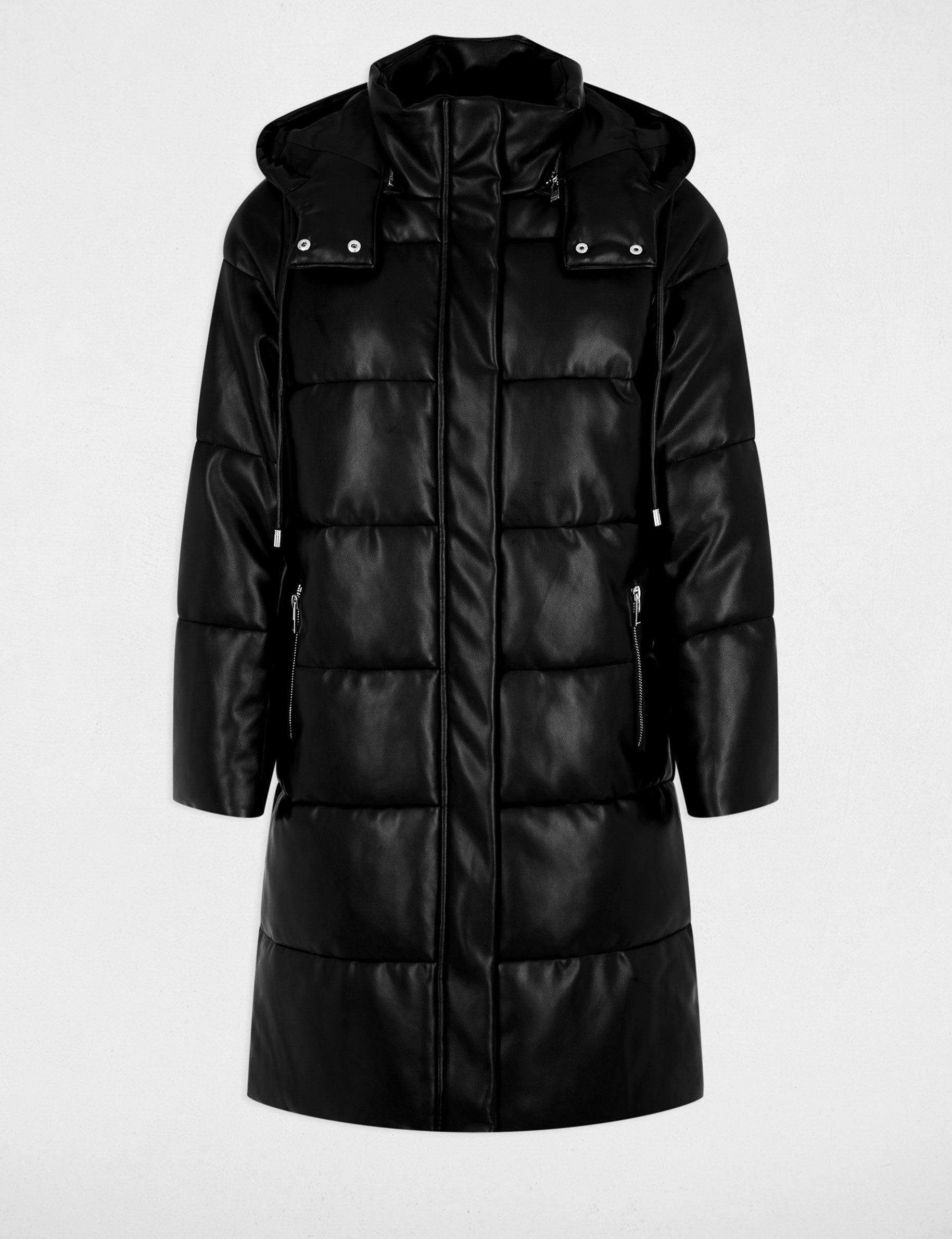doudoune longue simili cuir noir femme Doudoune longue simili cuir noir femme