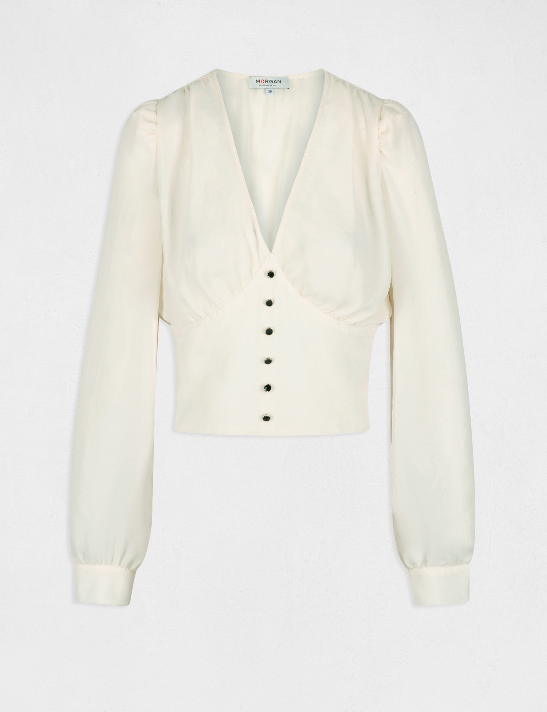 Blouse manches longues avec boutons ivoire femme Blouse manches longues avec boutons ivoire femme