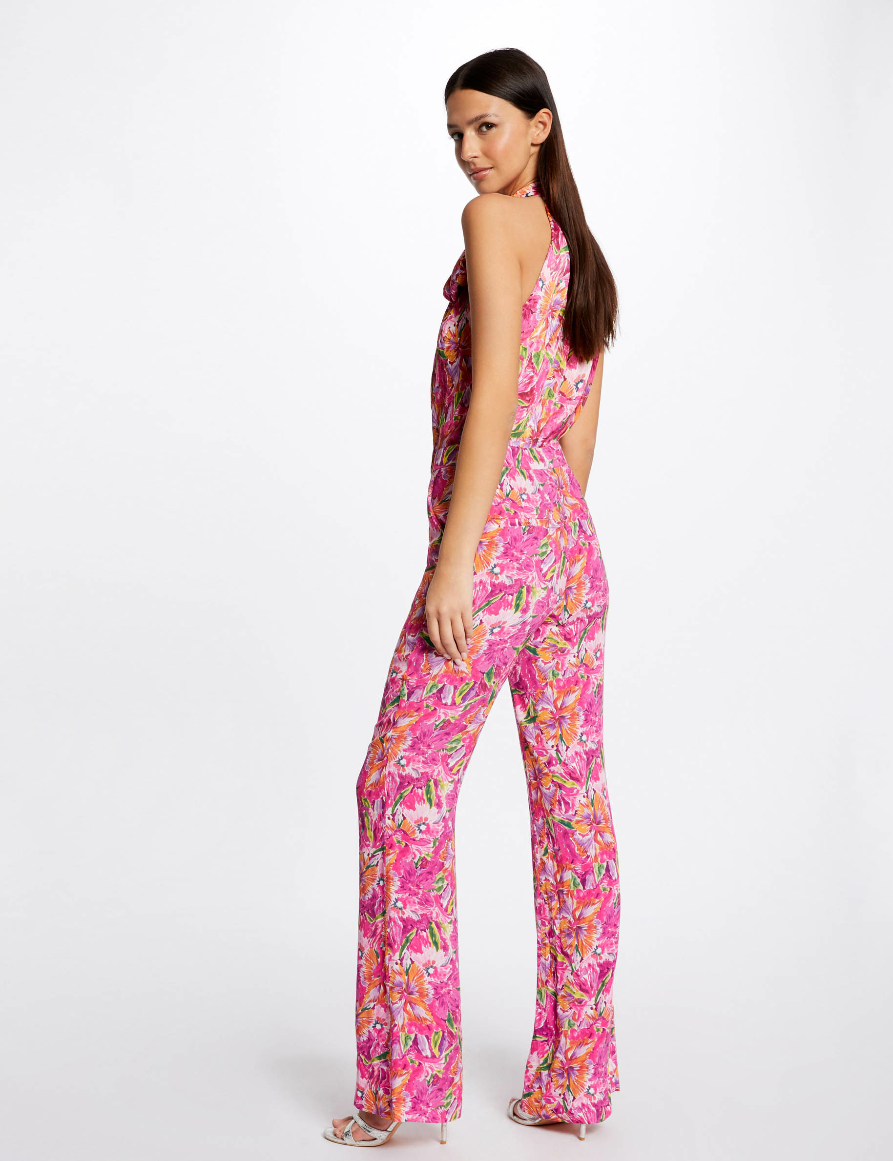 Pantalon flare fluide imprimé floral multico femme Pantalon flare fluide imprimé floral multico femme