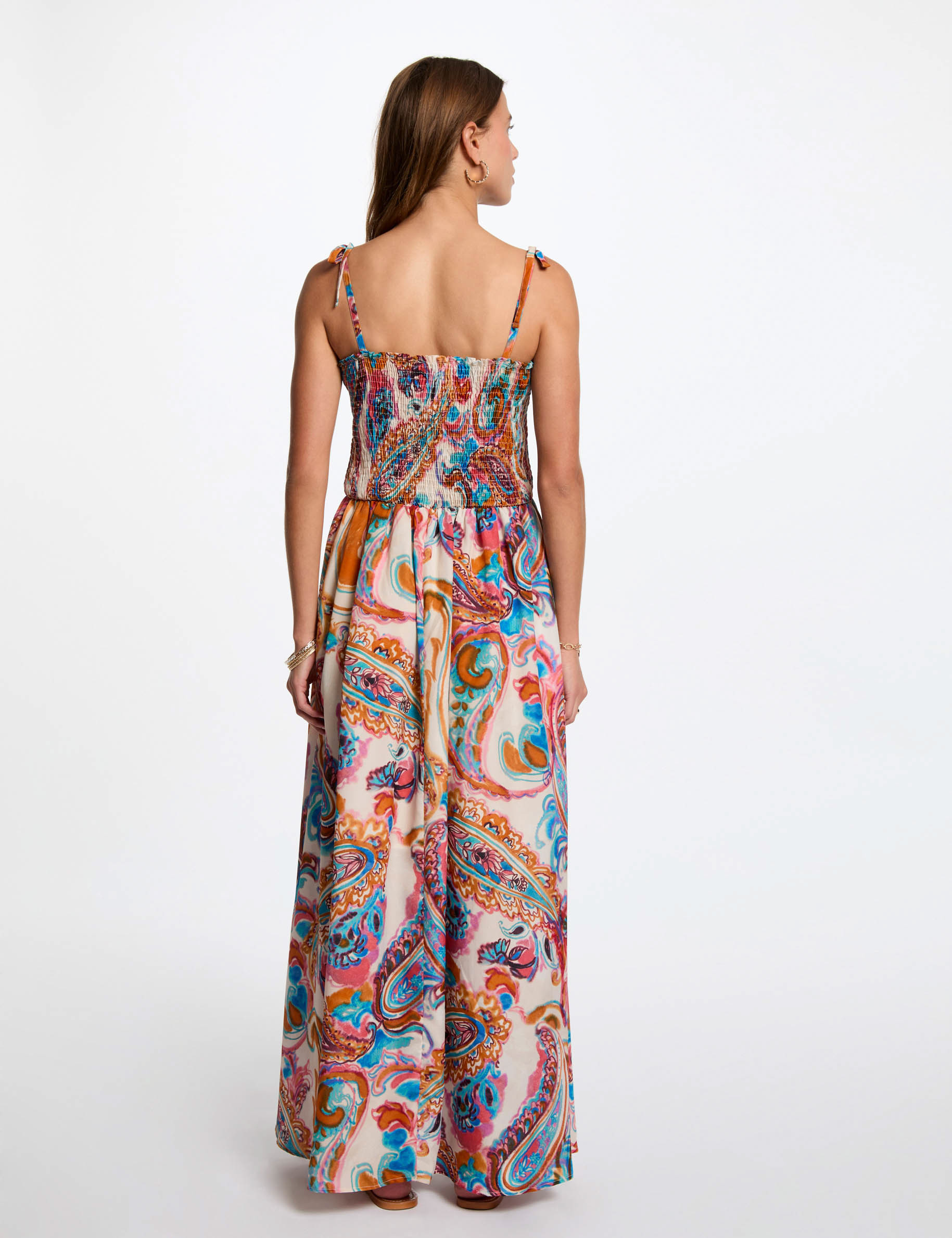 robe longue droite imprimee multicolore femme Robe longue droite imprimée multicolore femme