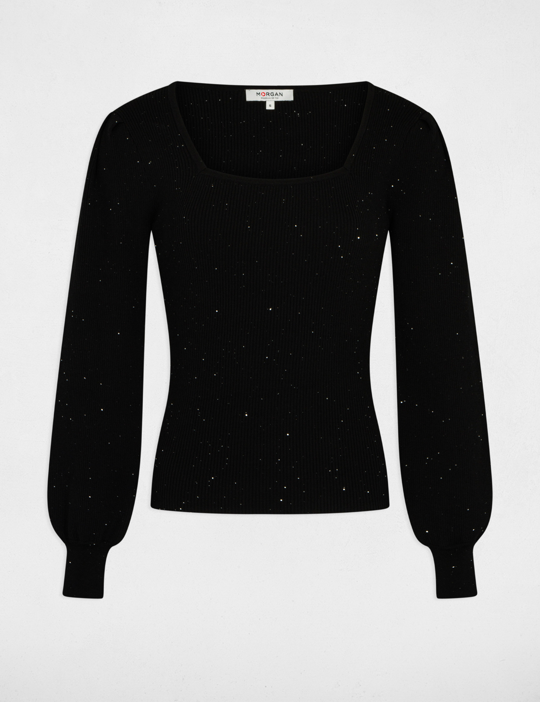 Pull manches longues à sequins noir femme