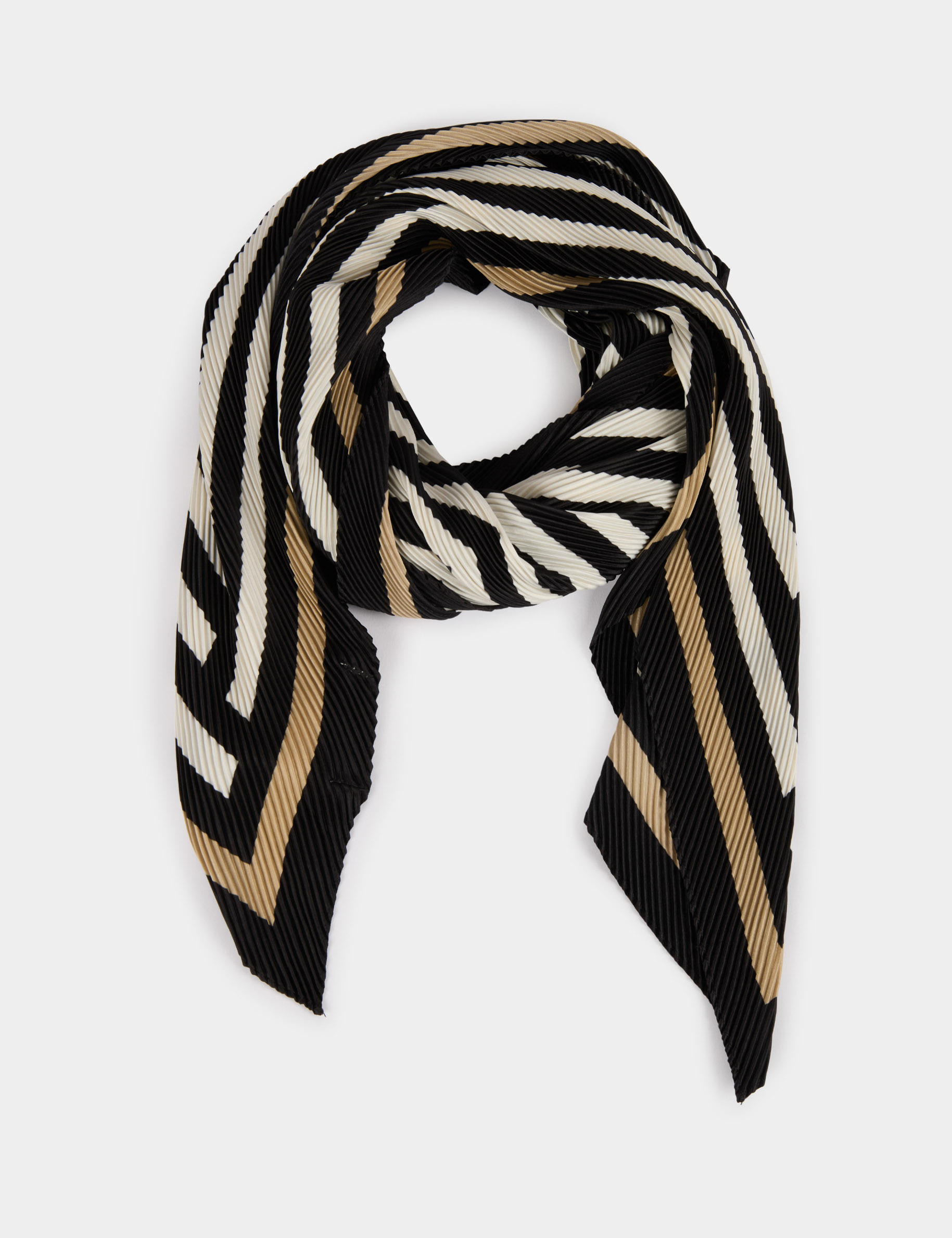 Foulard plissé imprimé ivoire femme Morgan