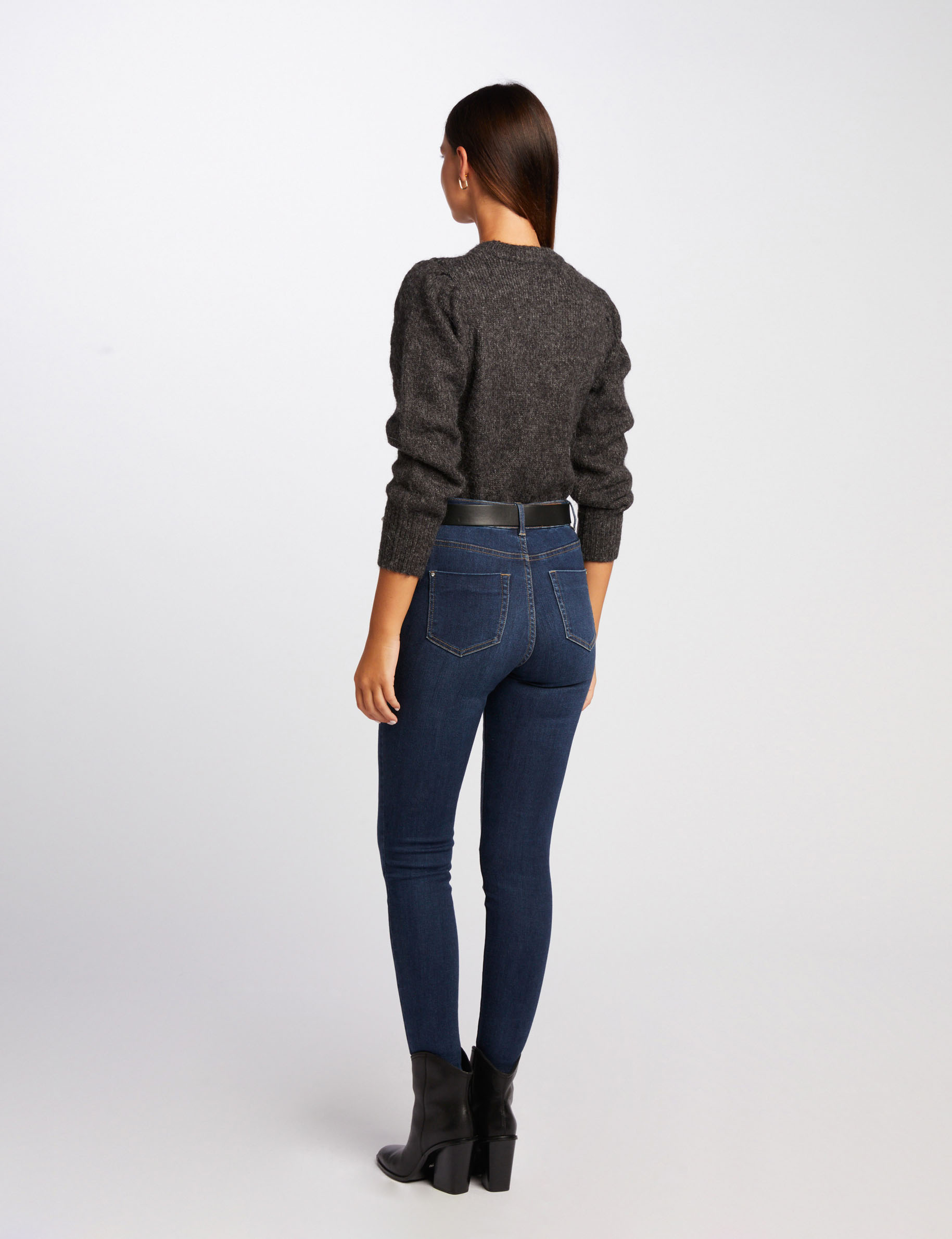 pull manches longues col rond gris anthracite femme Pull manches longues col rond gris anthracite femme