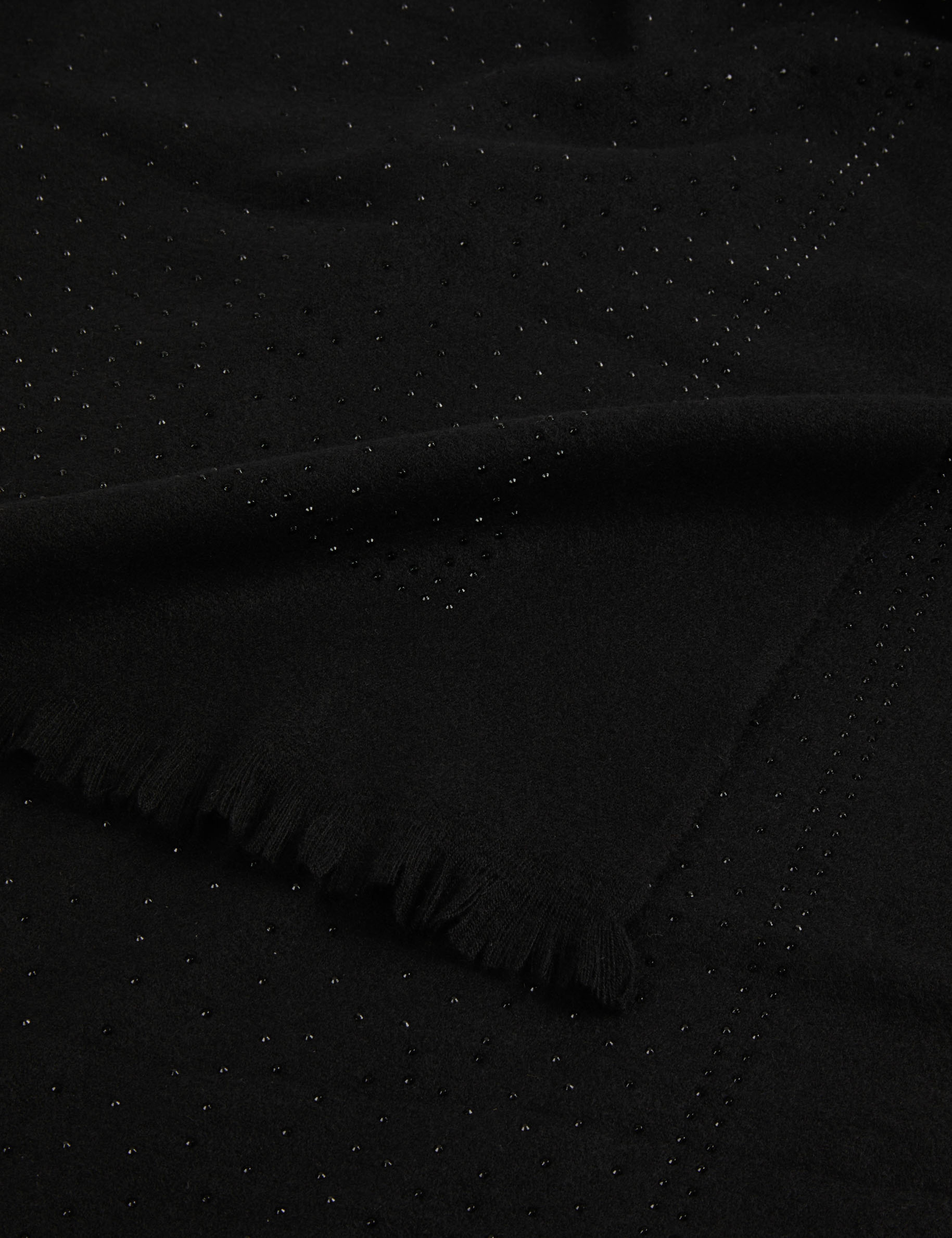 echarpe avec franges et strass noir femme Écharpe avec franges et strass noir femme