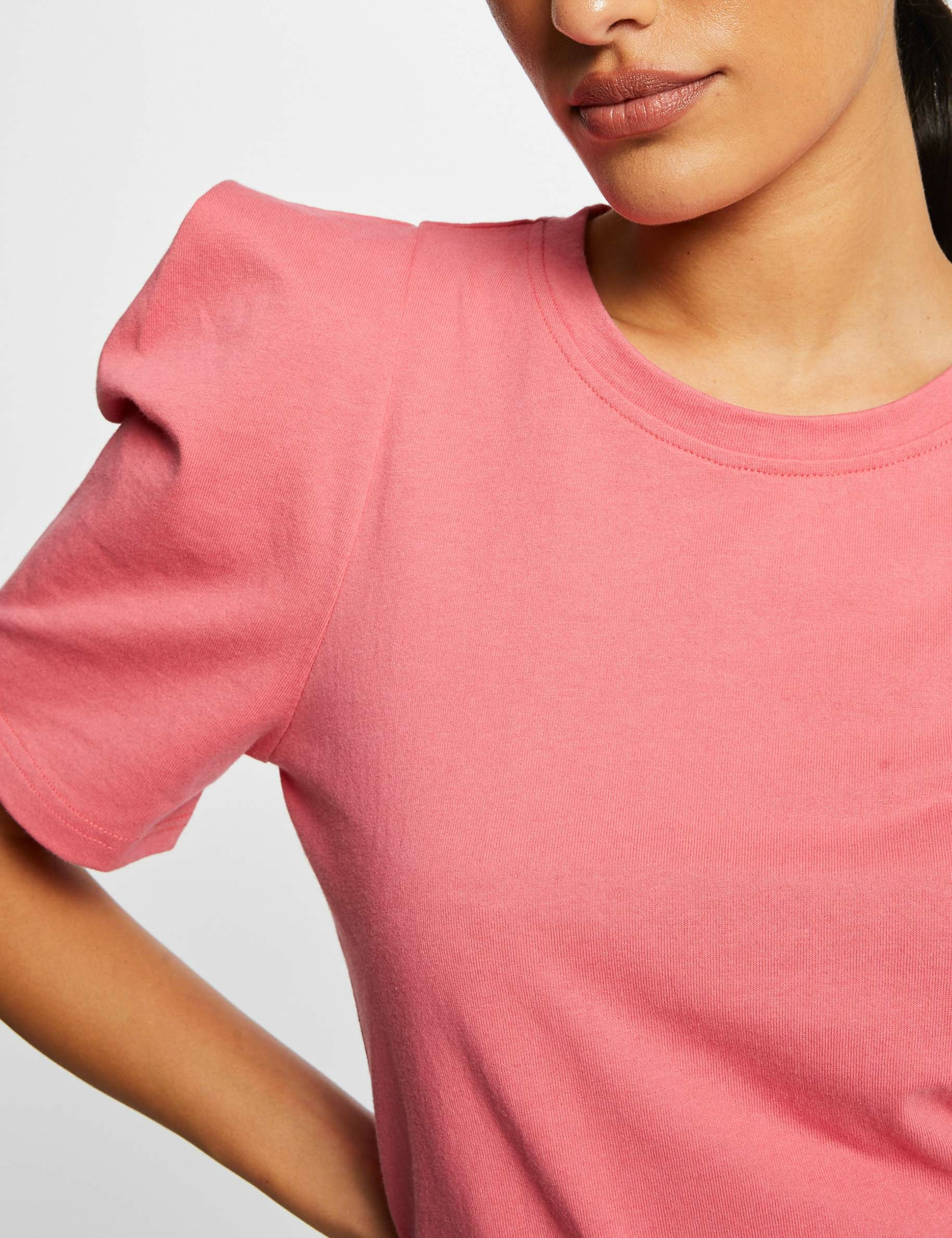 T-shirt manches courtes à épaulettes rose femme T-shirt manches courtes à épaulettes rose femme