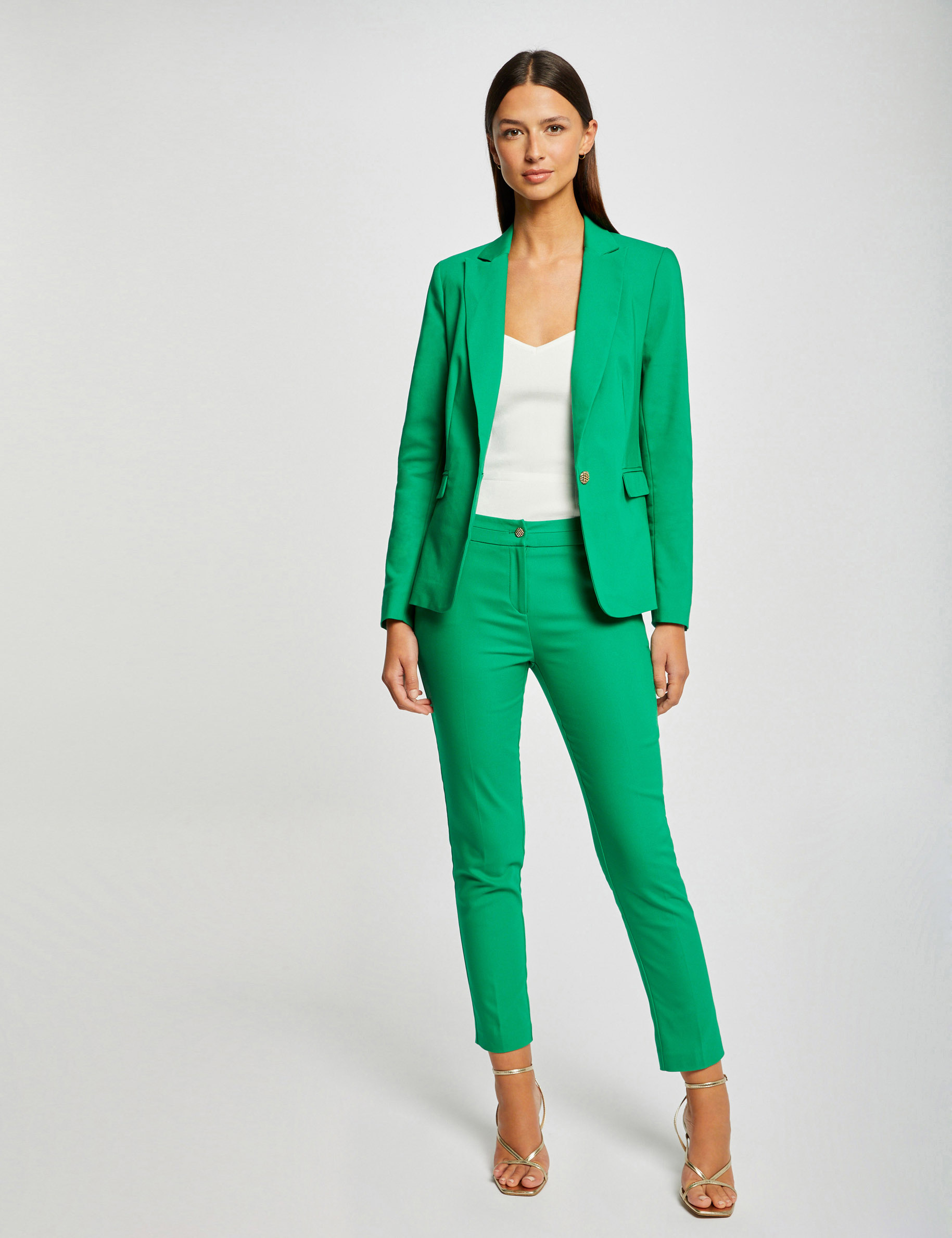 pantalon city droit 78eme vert femme Pantalon city droit 7/8ème vert femme