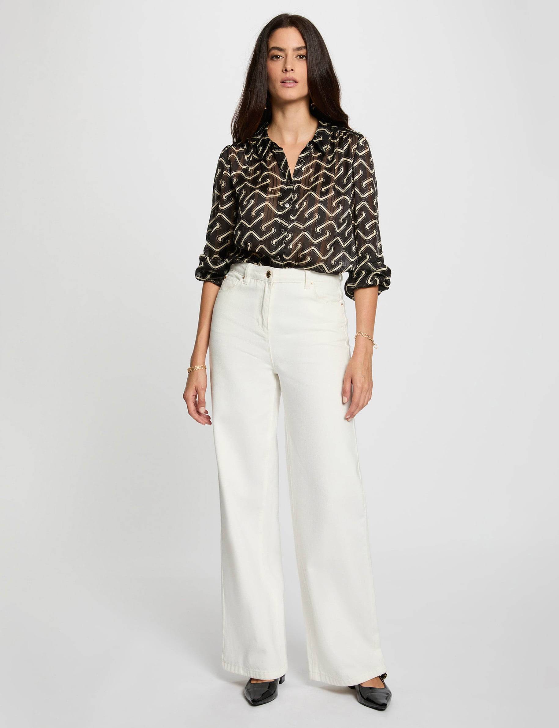 Chemise voile imprim&eacute;e multicolore femme