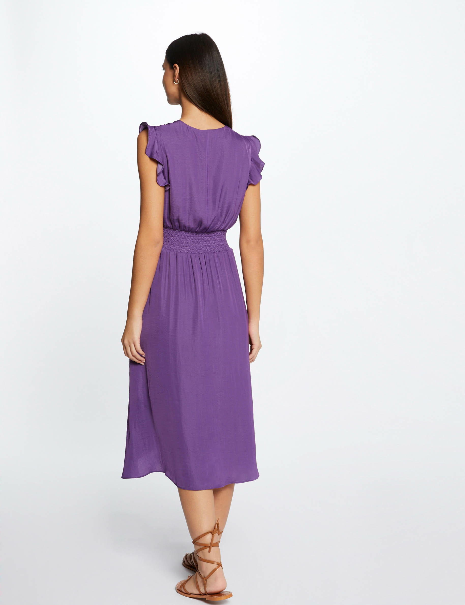 Robe droite fluide sans manches violet fonce femme Robe droite fluide sans manches violet fonce femme