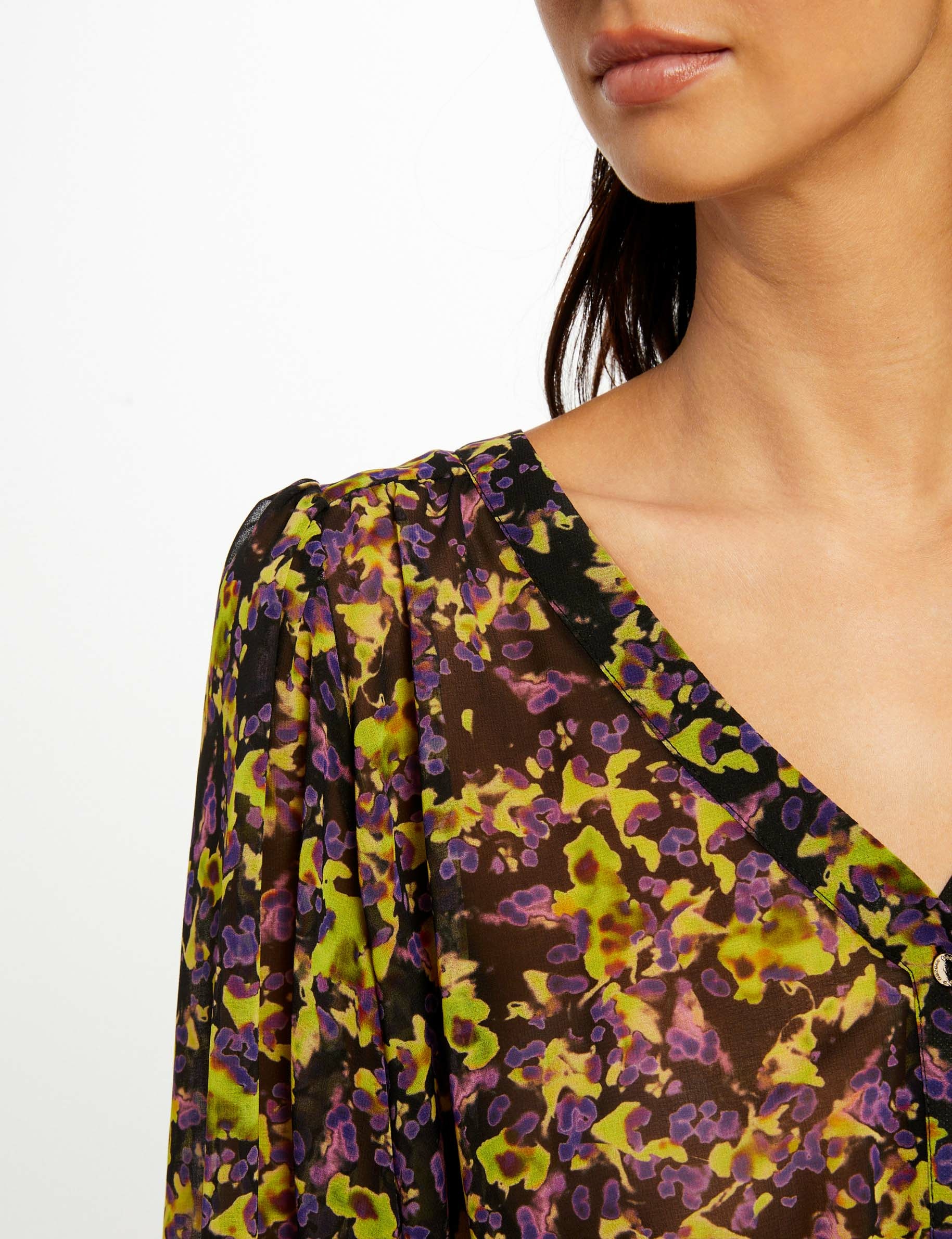 Chemise manches longues imprimé abstrait multico femme