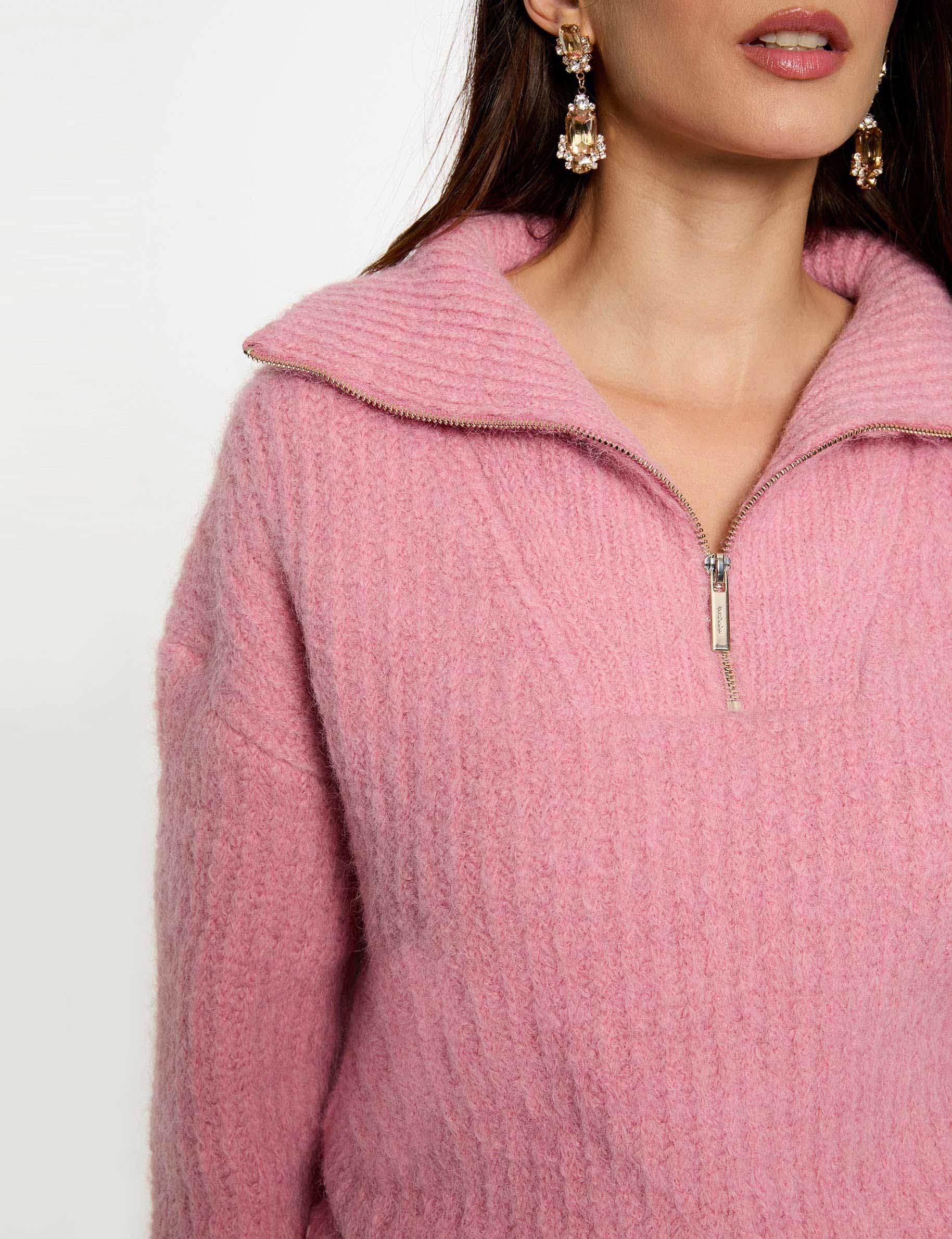 Pull col camionneur vieux rose femme