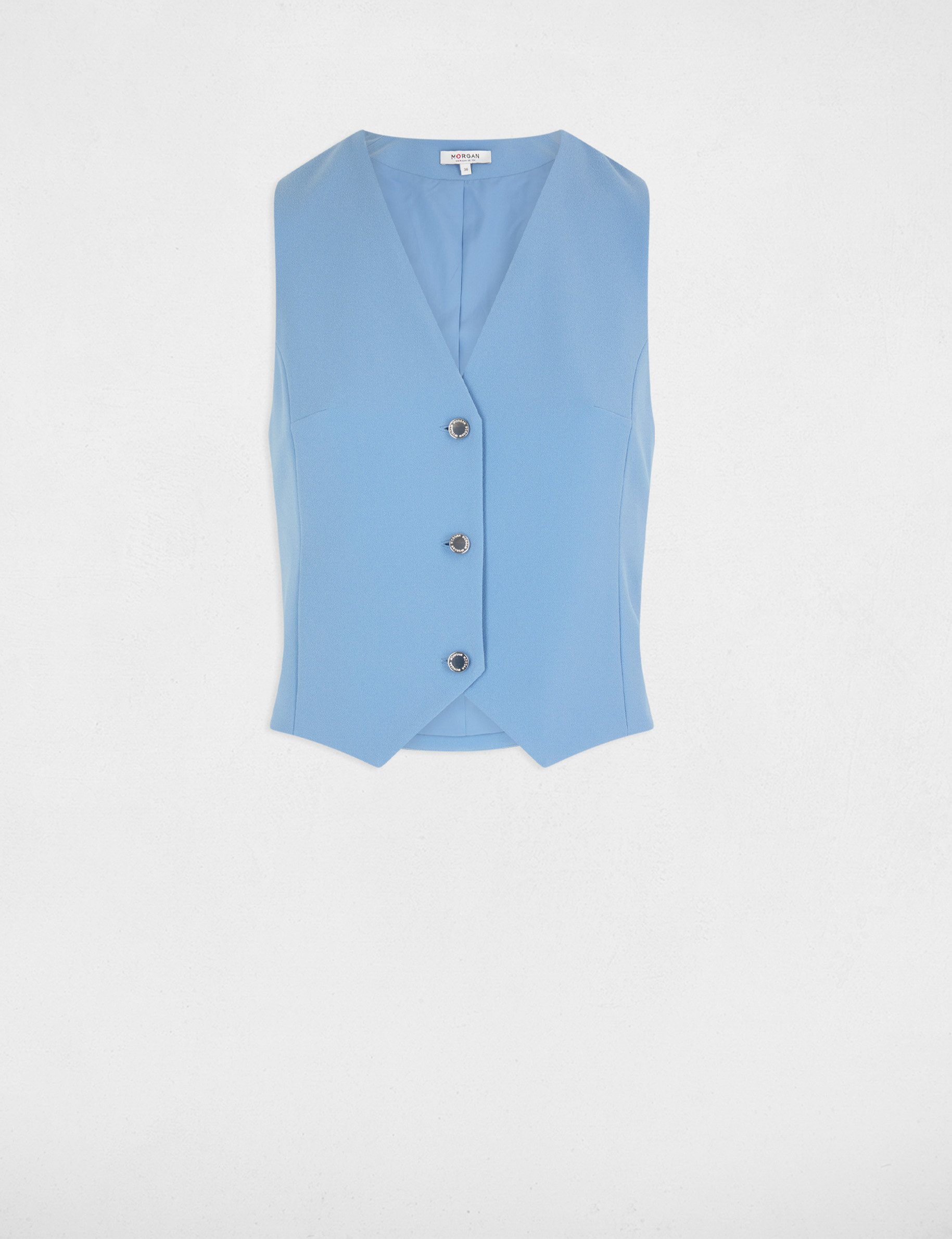 gilet sans manches col en v bleu gris femme Gilet sans manches col en V bleu gris femme