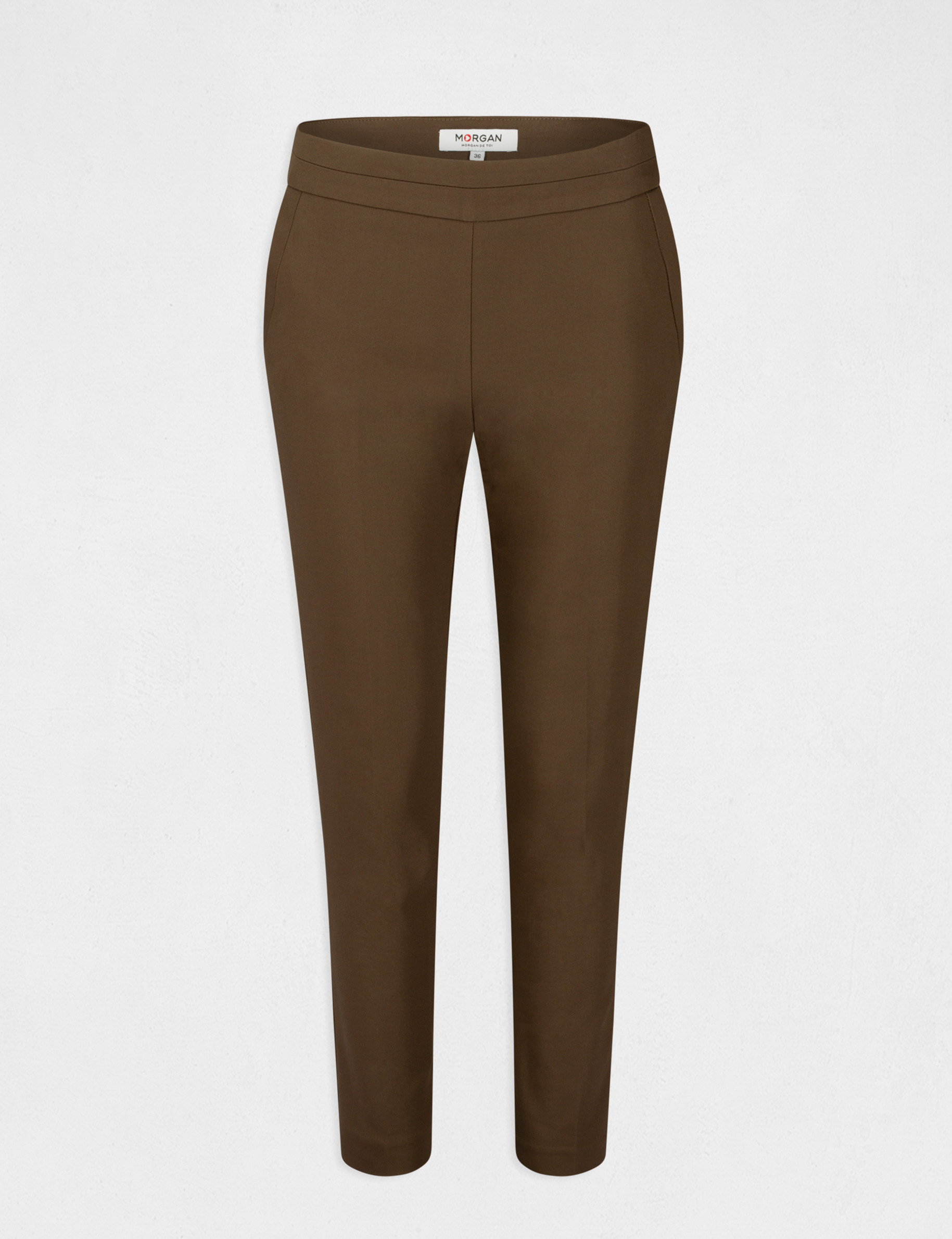 Pantalon cigarette 7/8ème vert kaki femme
