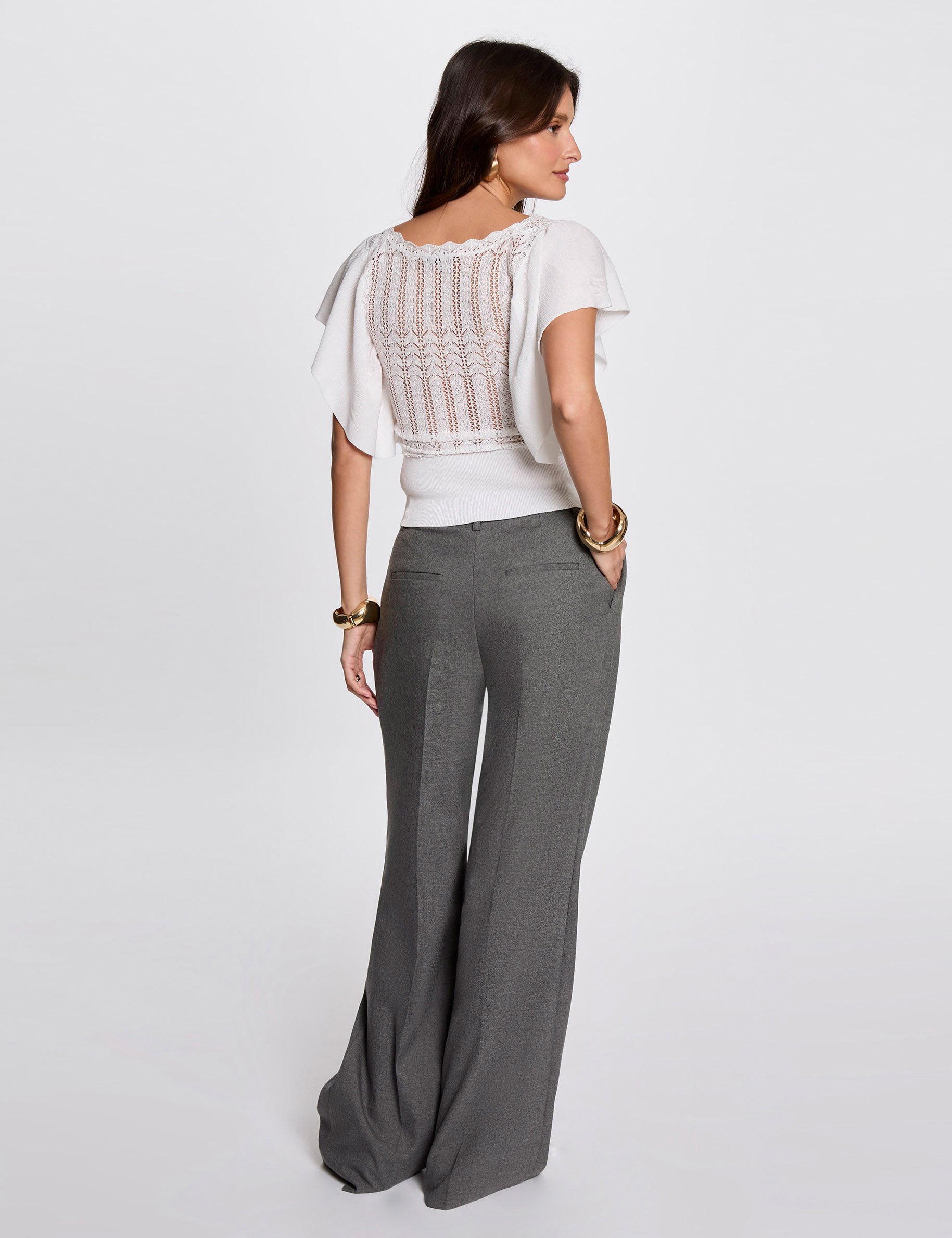 pull manches courtes dentelle ivoire femme Pull manches courtes dentelle ivoire femme