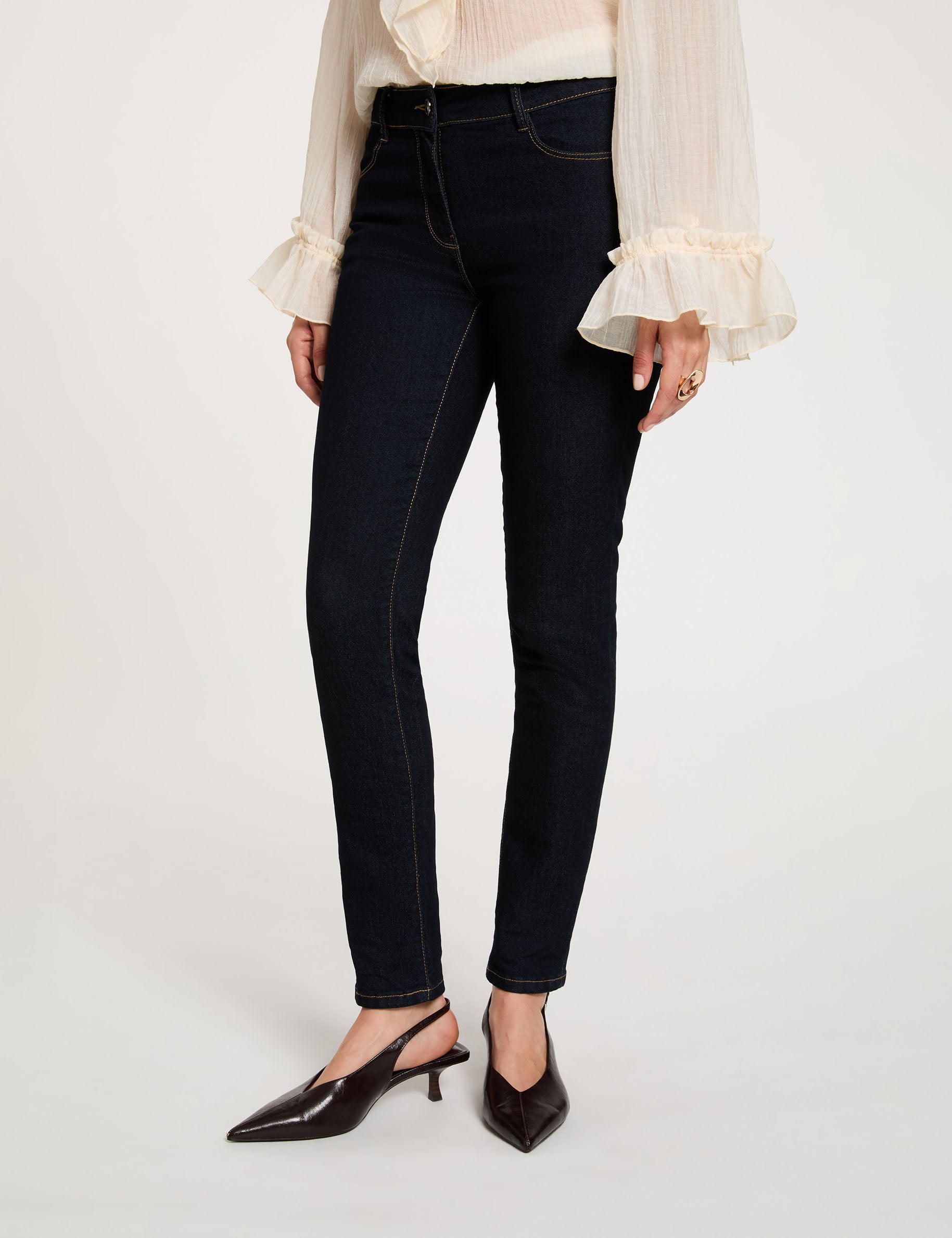 Jean skinny ajust&eacute; bleu femme