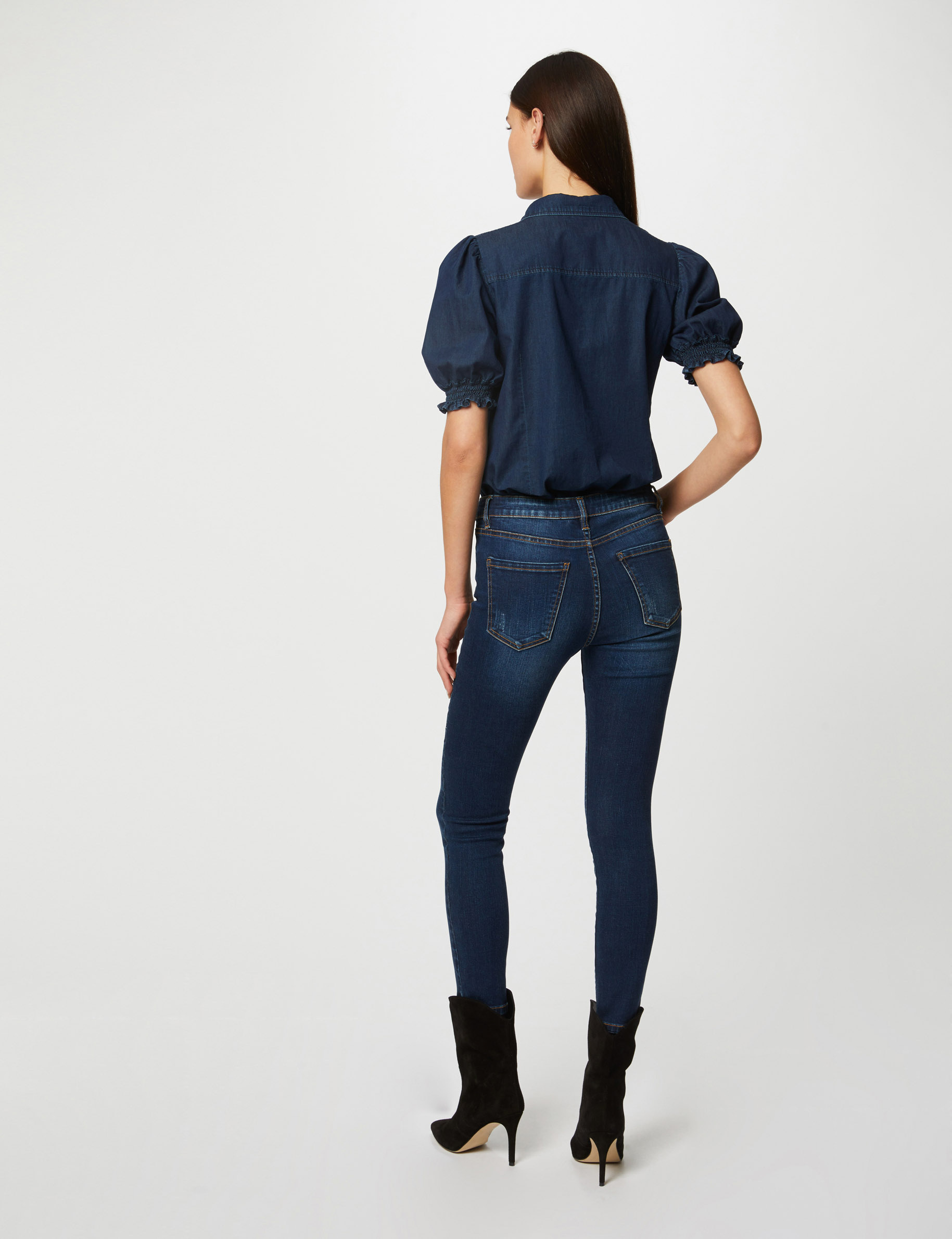 chemise manches courtes en jean jean brut femme Chemise manches courtes en jean jean brut femme