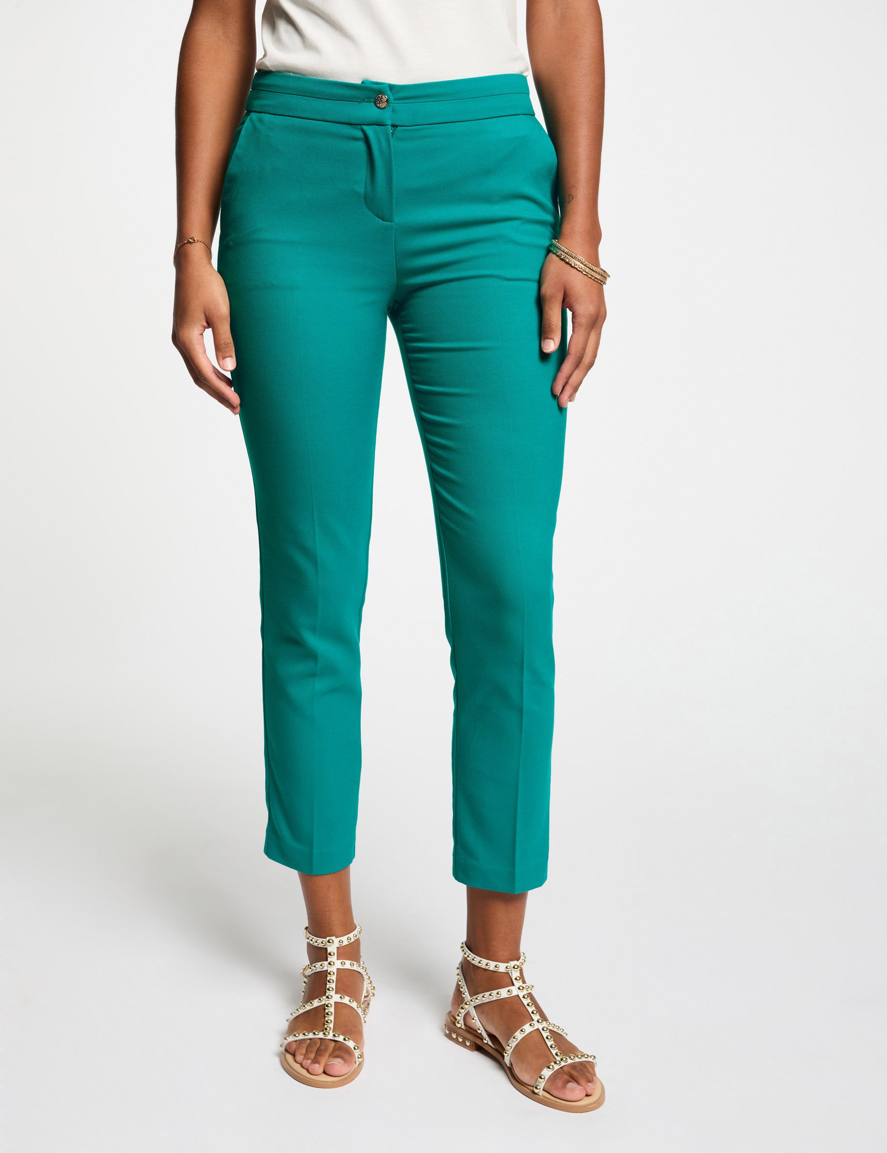 pantalon cigarette 78eme bleu turquoise femme Pantalon cigarette 7/8ème bleu turquoise femme
