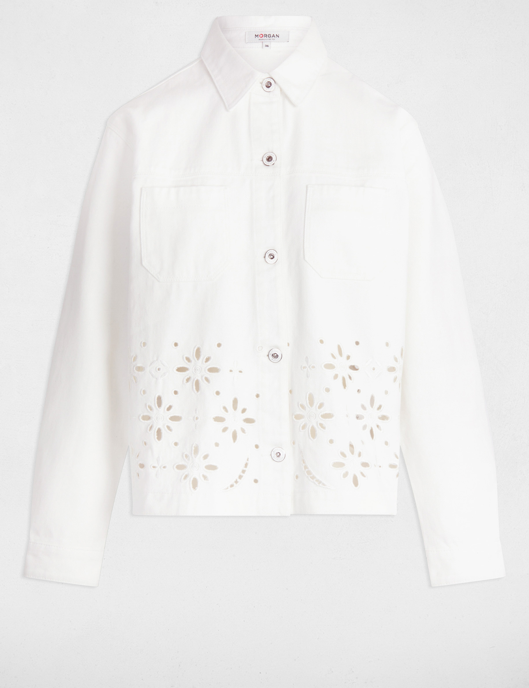 Veste en jean brodée blanc femme