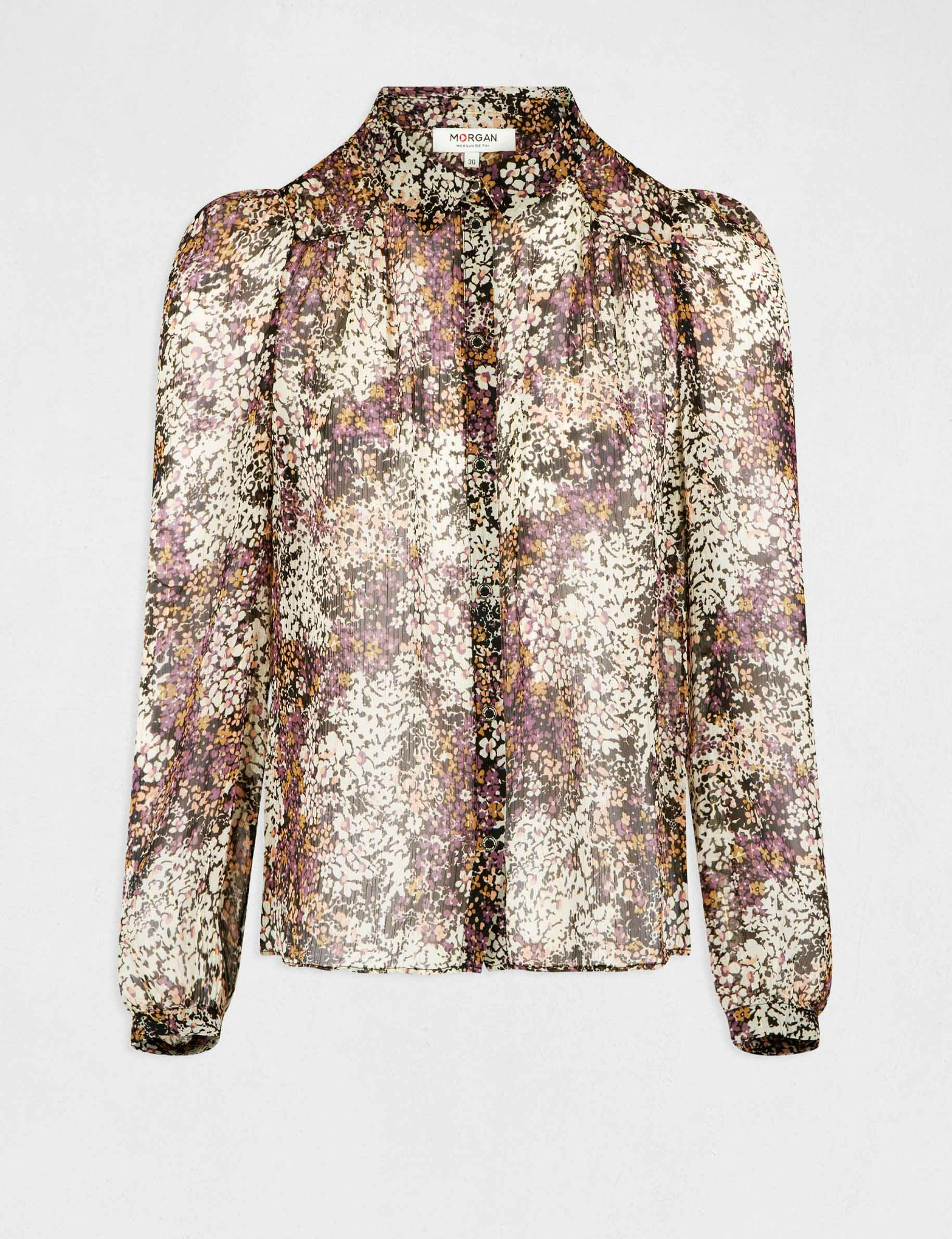 Chemise manches longues imprimé floral multico femme Chemise manches longues imprimé floral multico femme