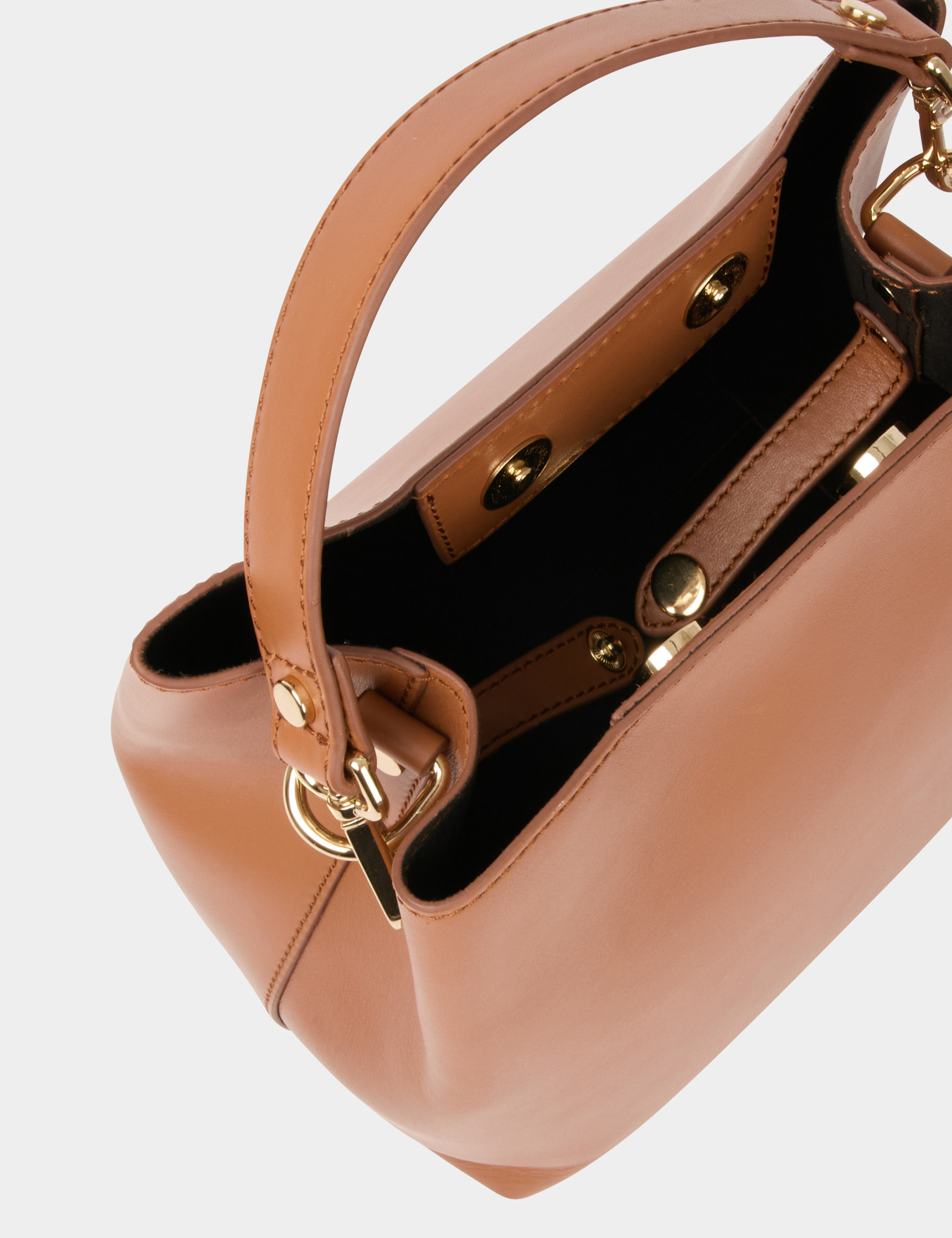 Sac sceau en cuir camel femme