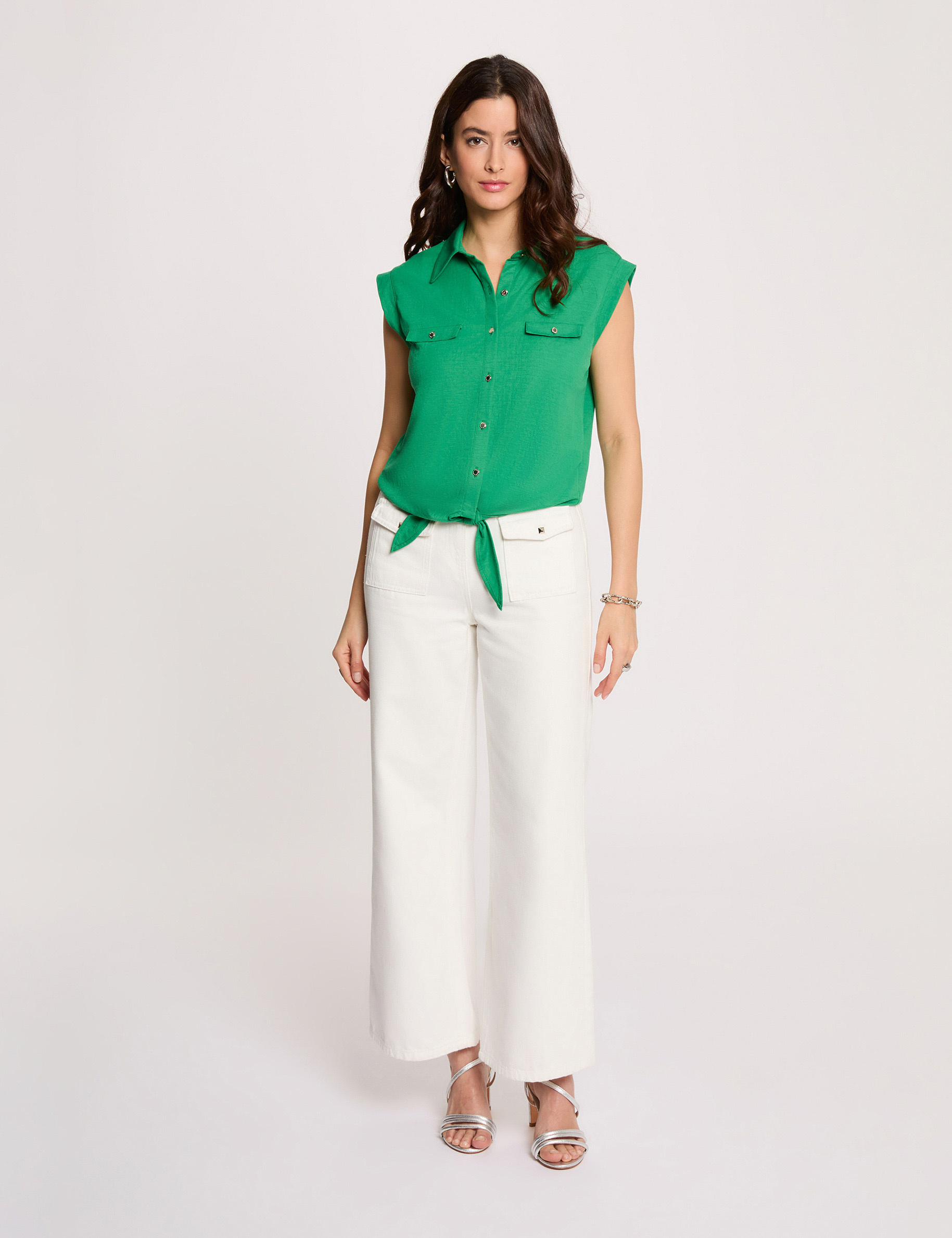 Blouse sans manches vert prairie femme