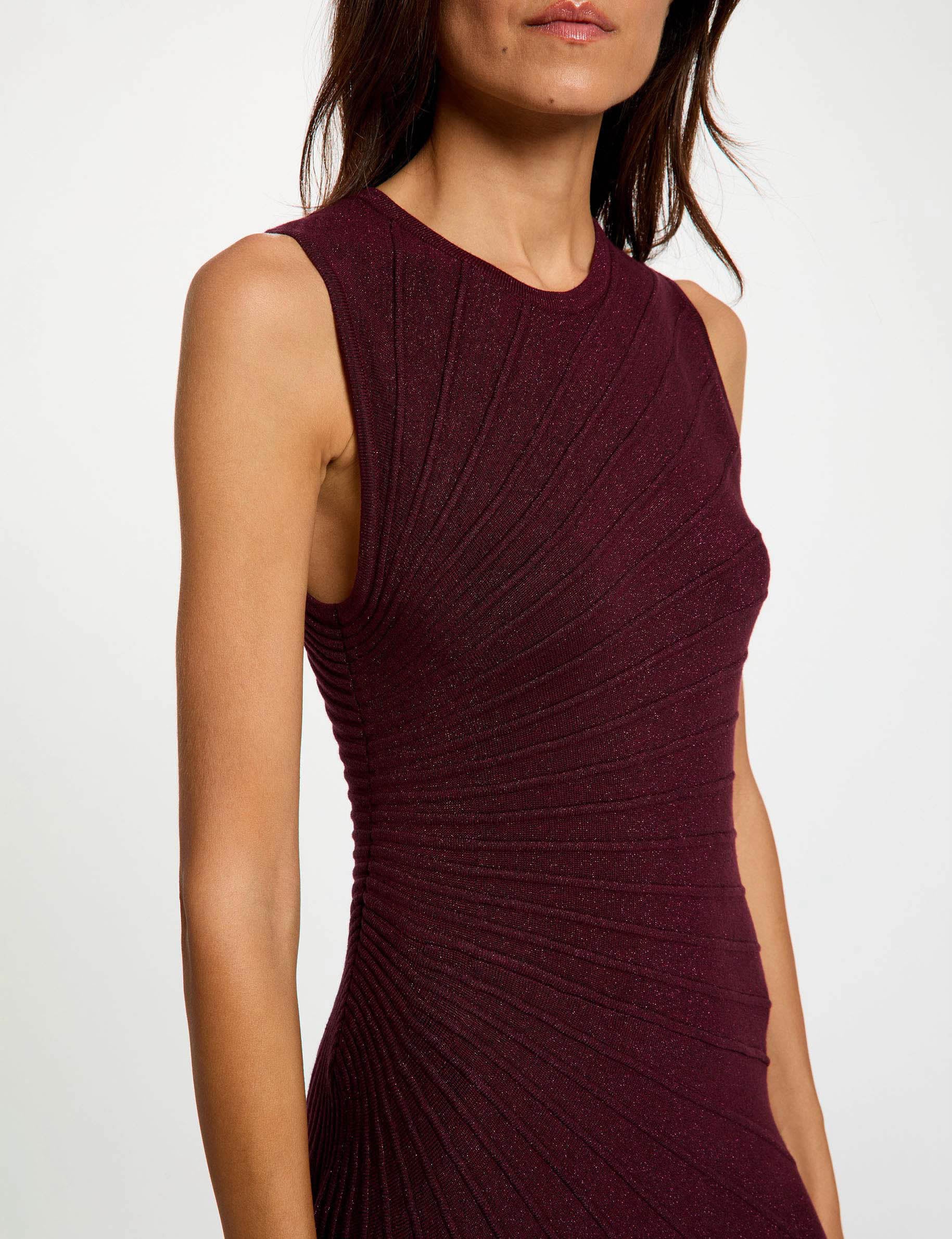 Robe tricot sans manches prune femme