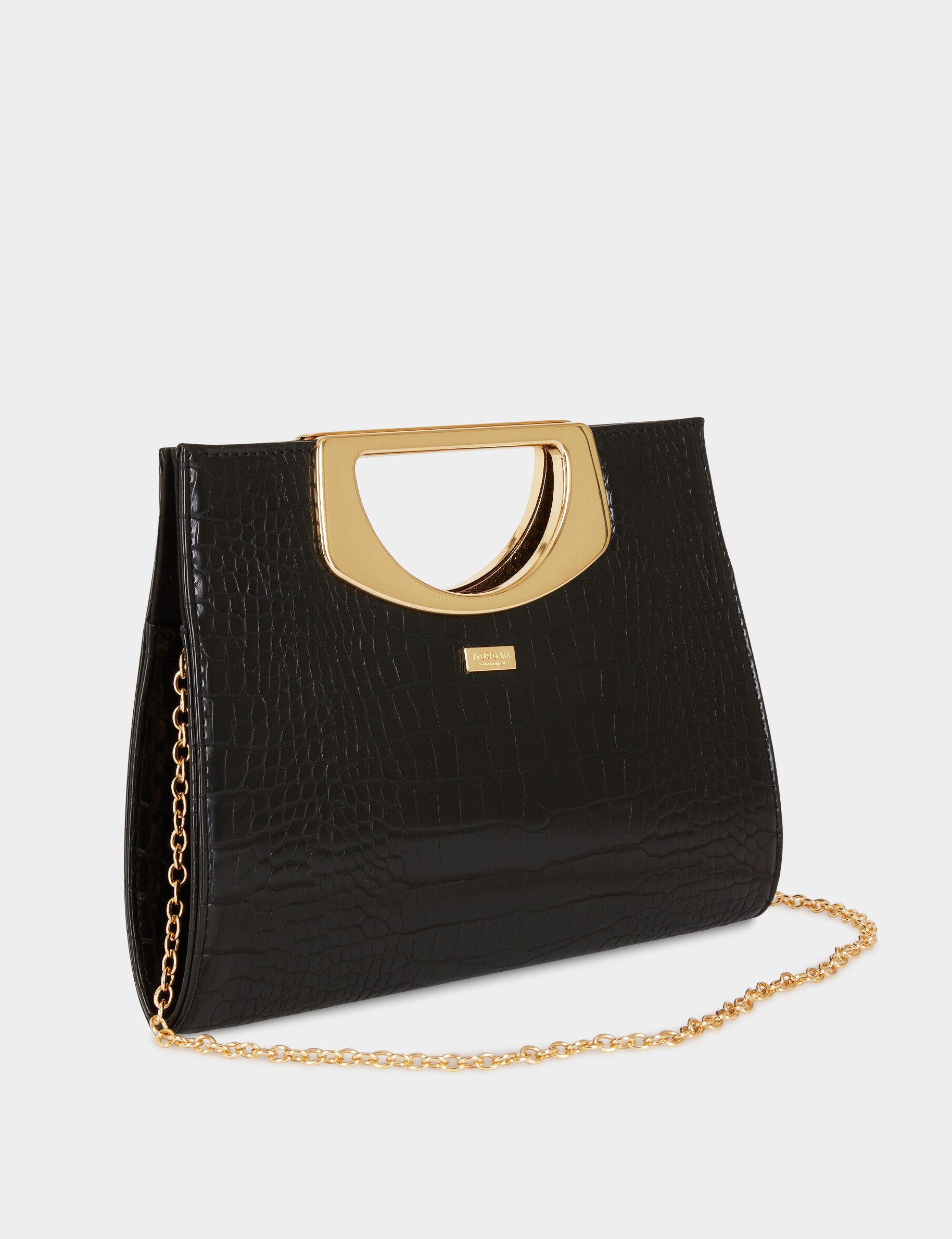 sac pochette aspect croco noir femme Sac pochette aspect croco noir femme