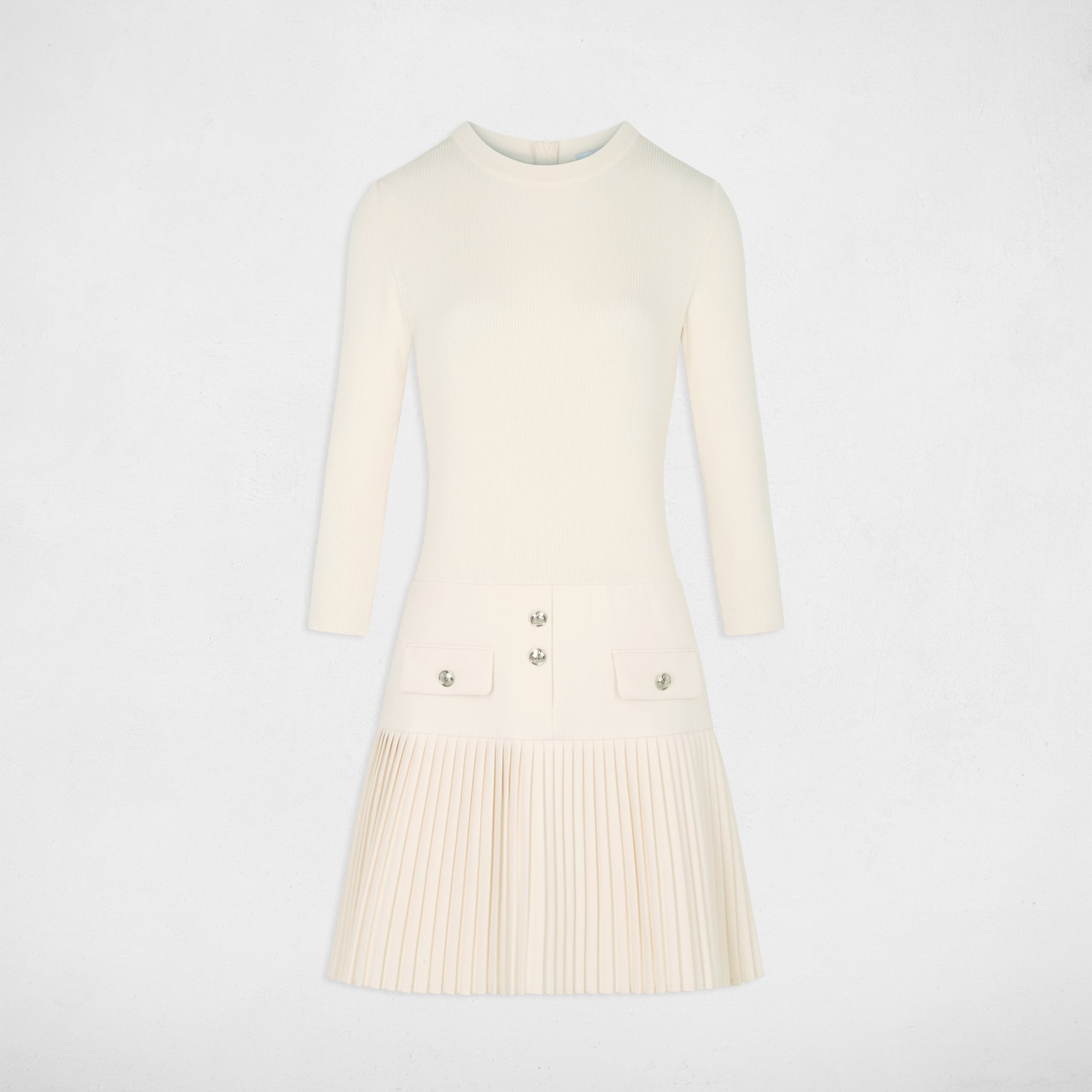 Robe pliss&eacute;e 2-en-1 ivoire femme