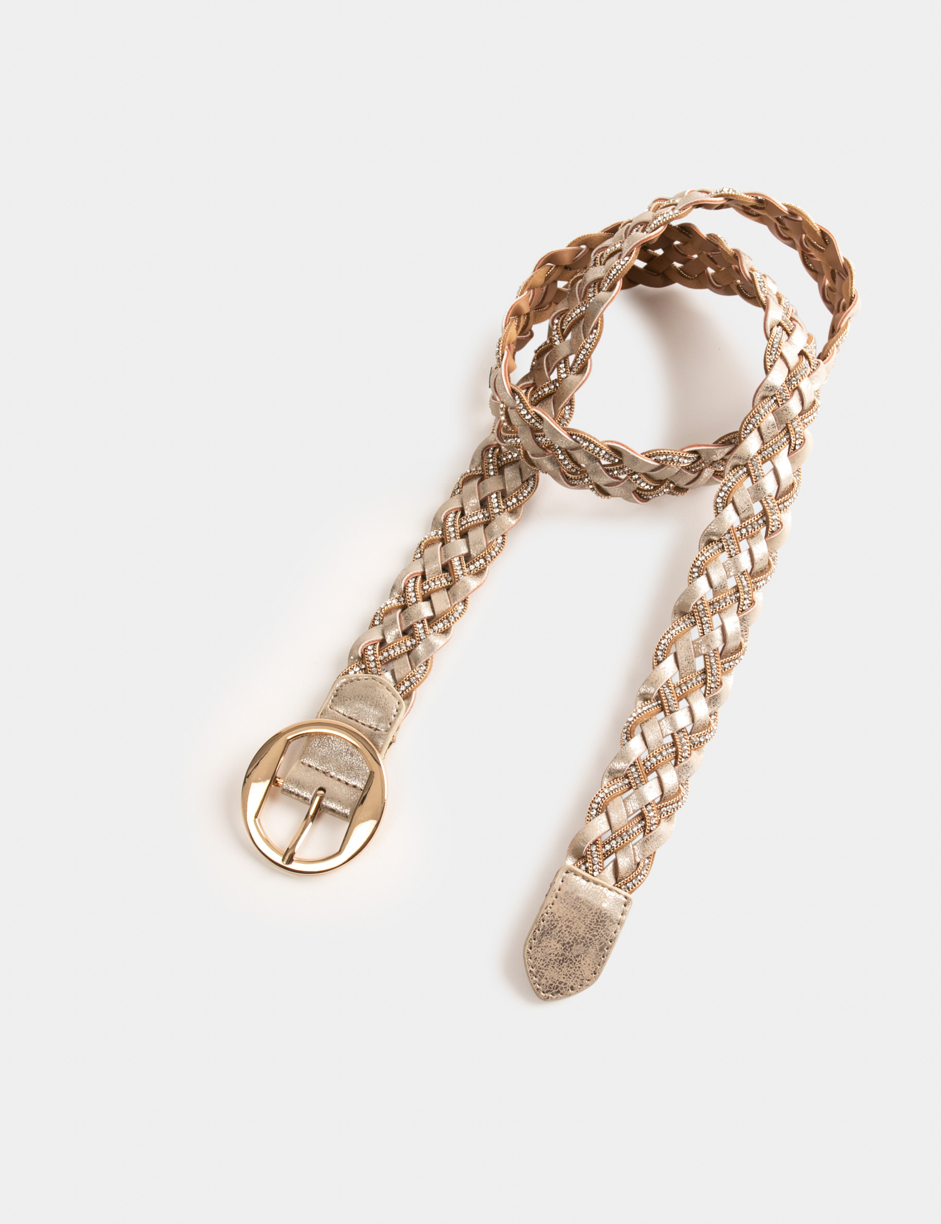 Ceinture tressée avec strass dore femme Ceinture tressée avec strass dore femme