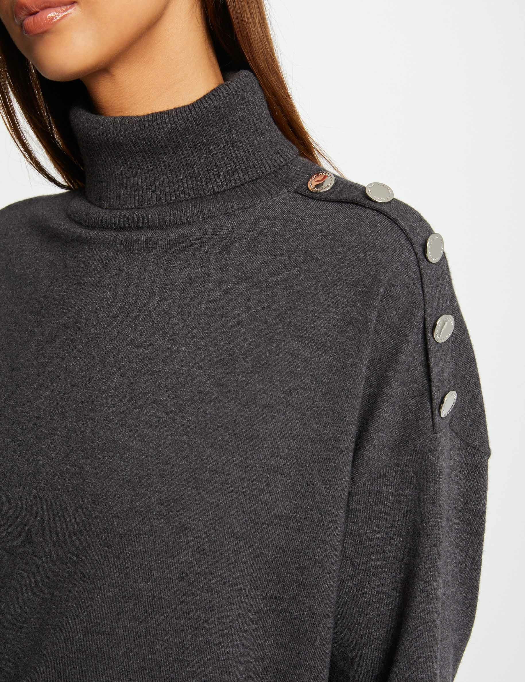 pull manches longues avec col roule gris anthracite femme Pull manches longues avec col roulé gris anthracite femme