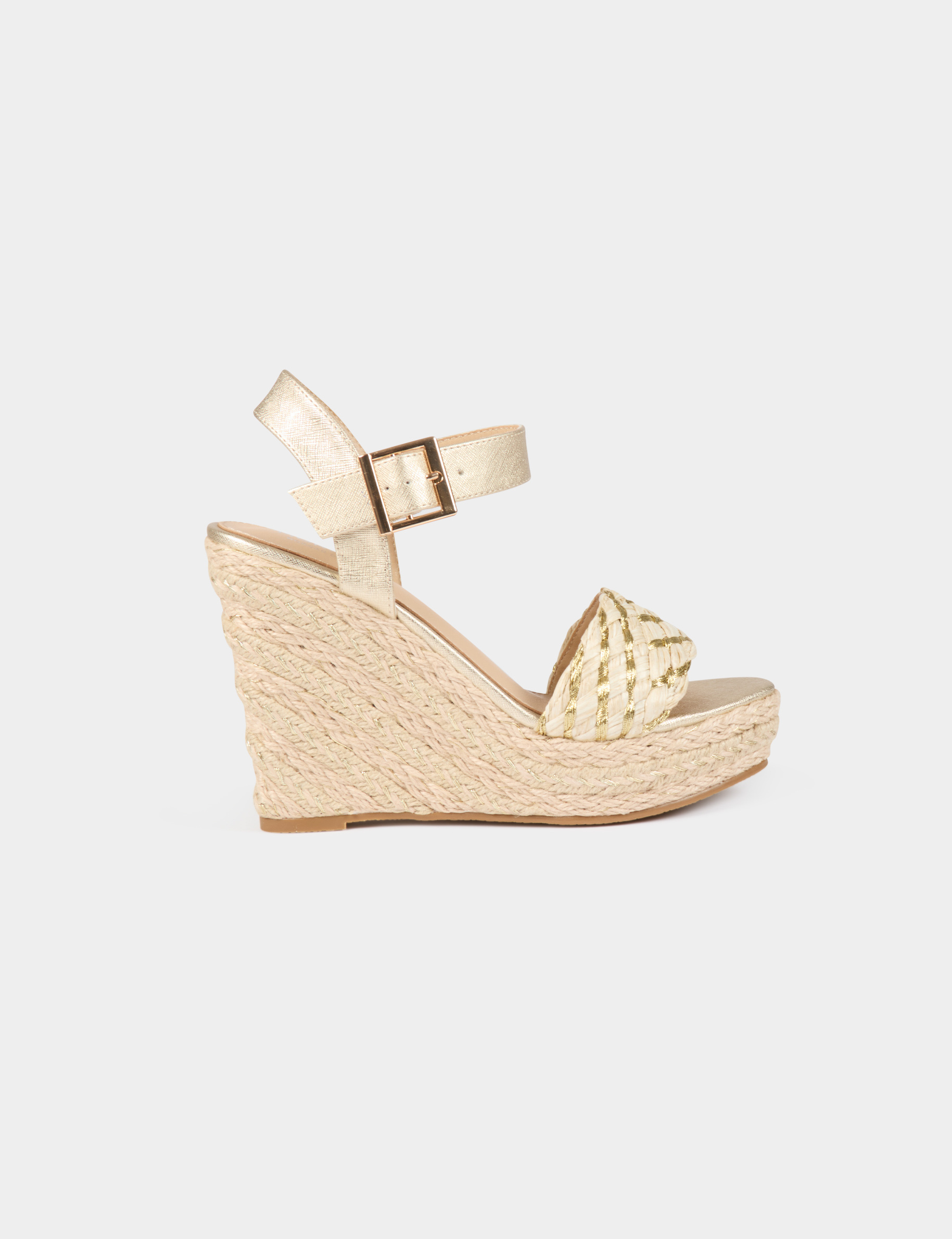 sandales compensees jaune or femme Sandales compensées jaune or femme