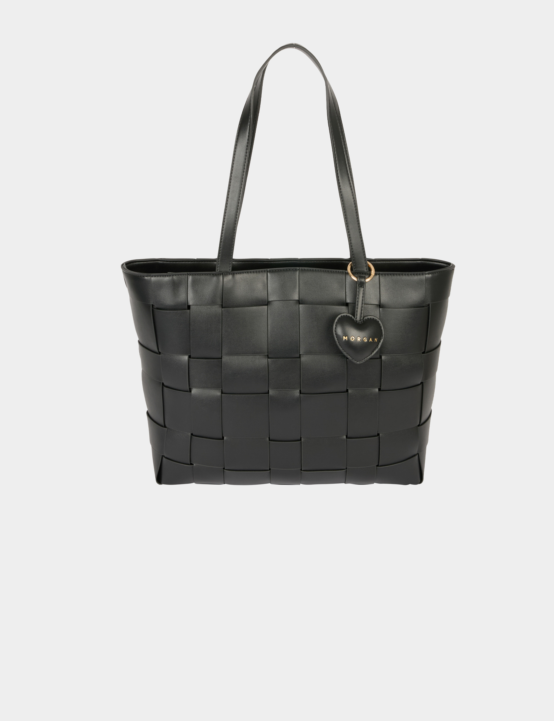 Sac cabas tress&eacute; noir femme