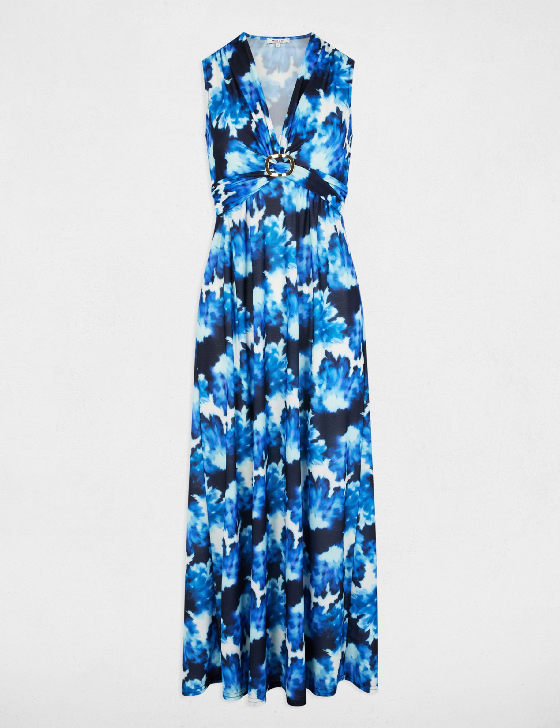 Robe longue droite imprimée multicolore femme