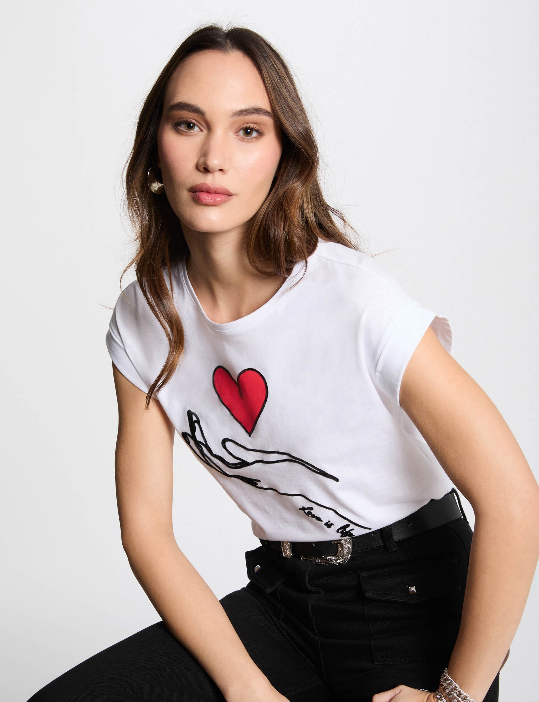 t shirt a inscription blanc femme T-shirt à inscription blanc femme