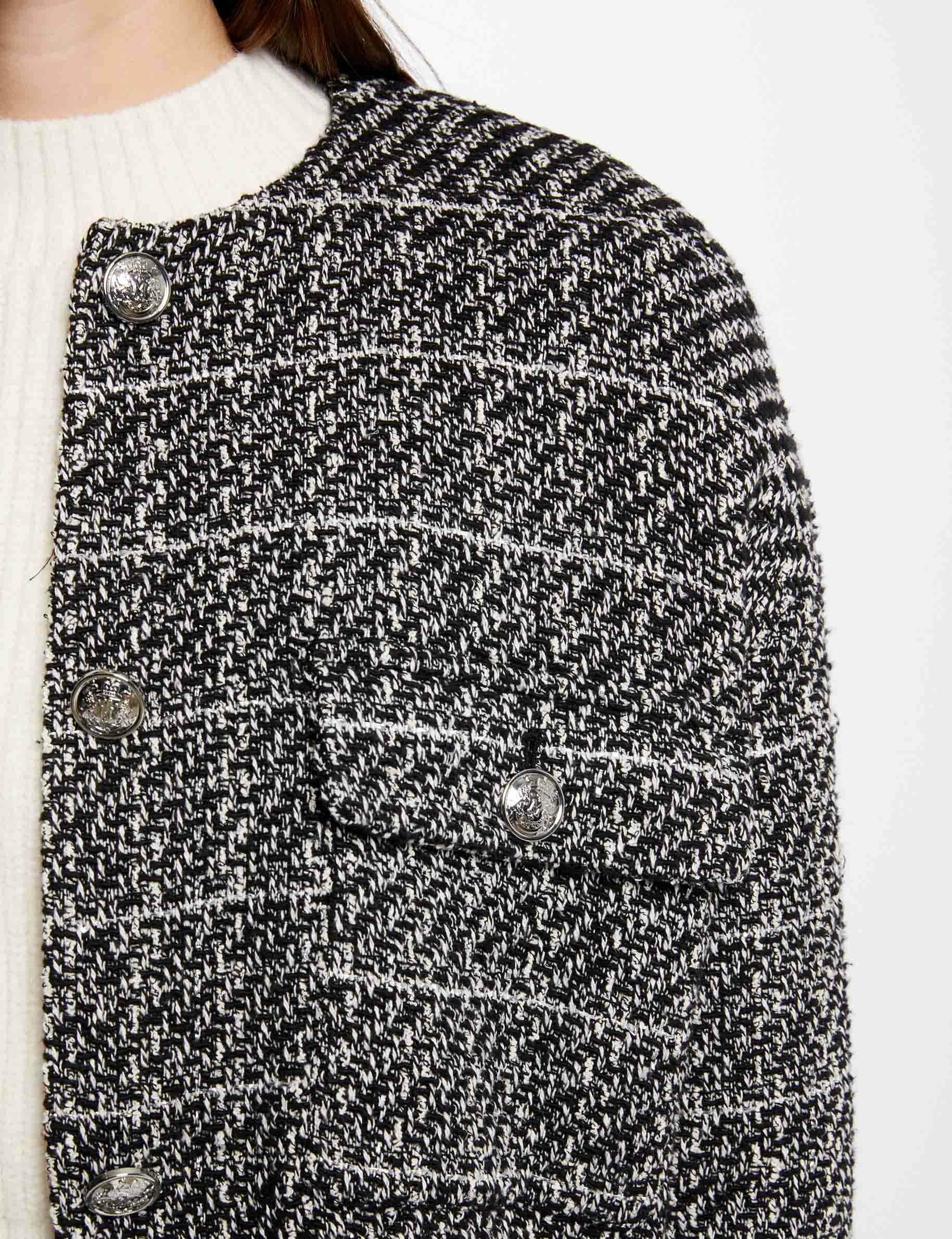 Blouson oversize fils métallisés noir femme