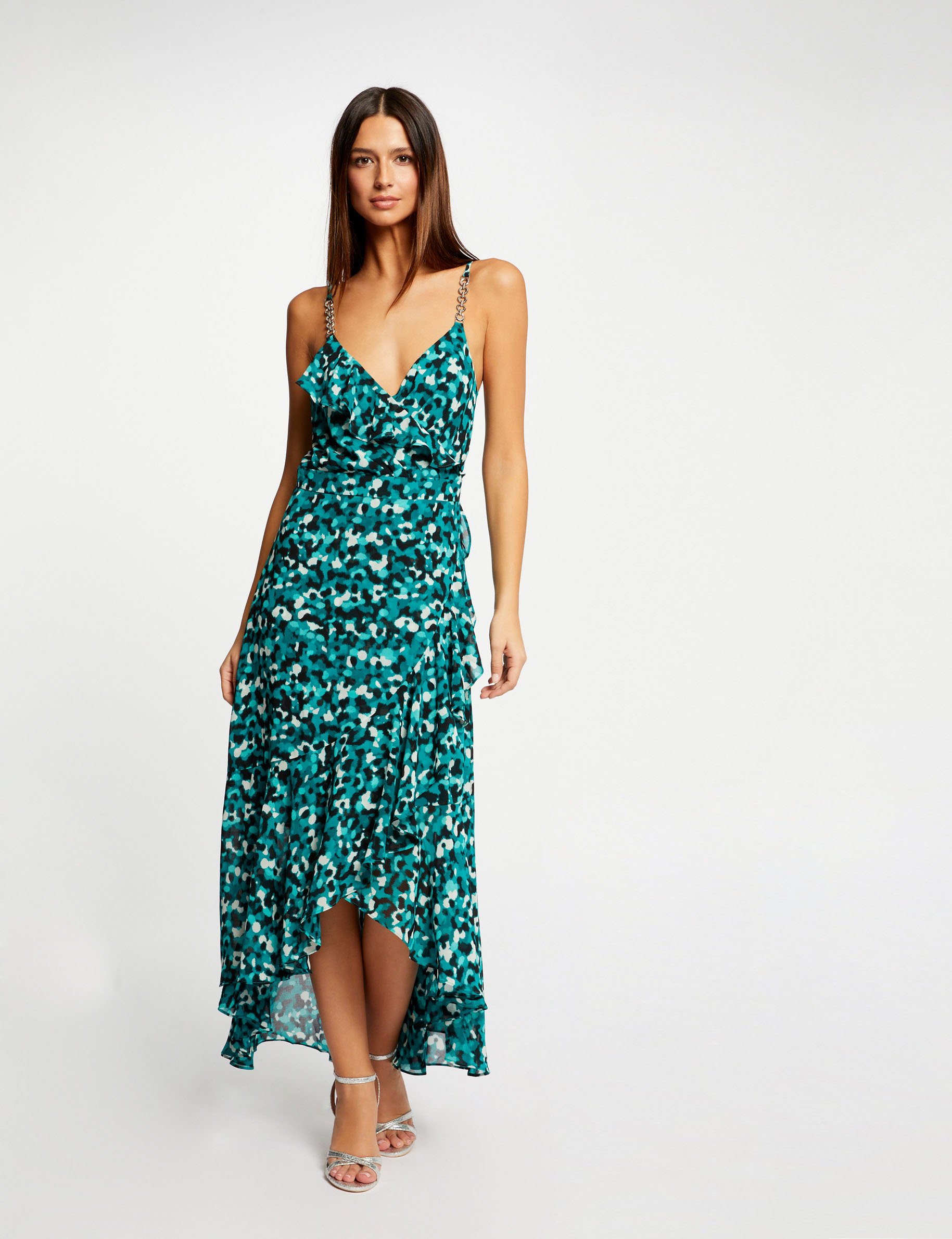 Robe longue vas e imprim abstrait vert femme Morgan