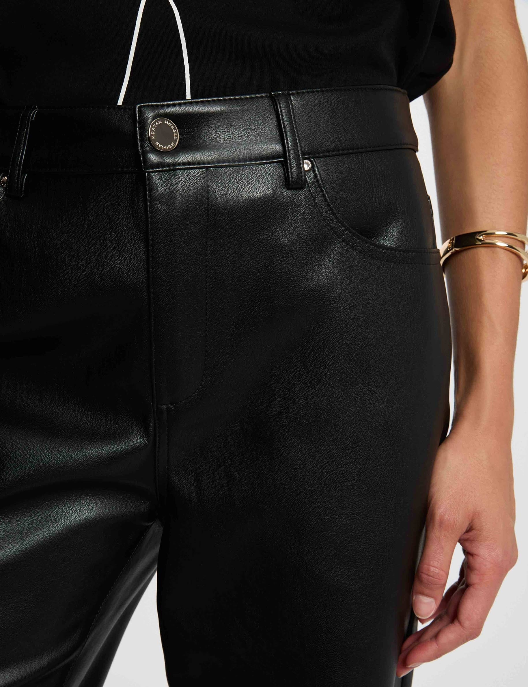 Pantalon bootcut similicuir noir femme