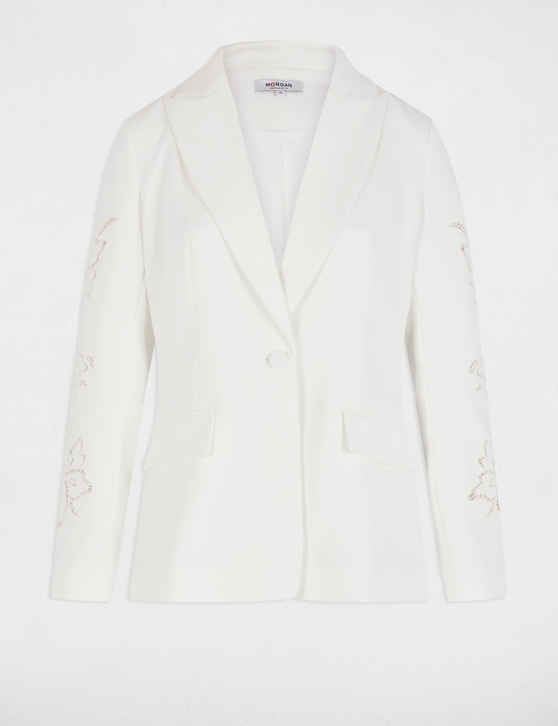 blazer manches dentelle blanc femme Blazer manches dentelle blanc femme