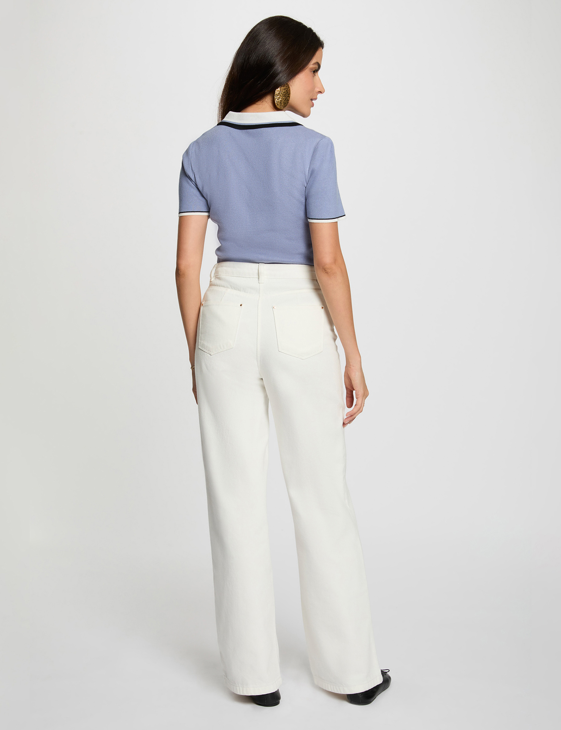 pull col polo manches courtes bleu femme Pull col polo manches courtes bleu femme